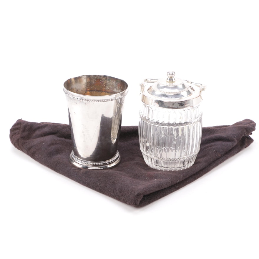 Plated Silver Julep Cup with Two's Company Condiment Jar