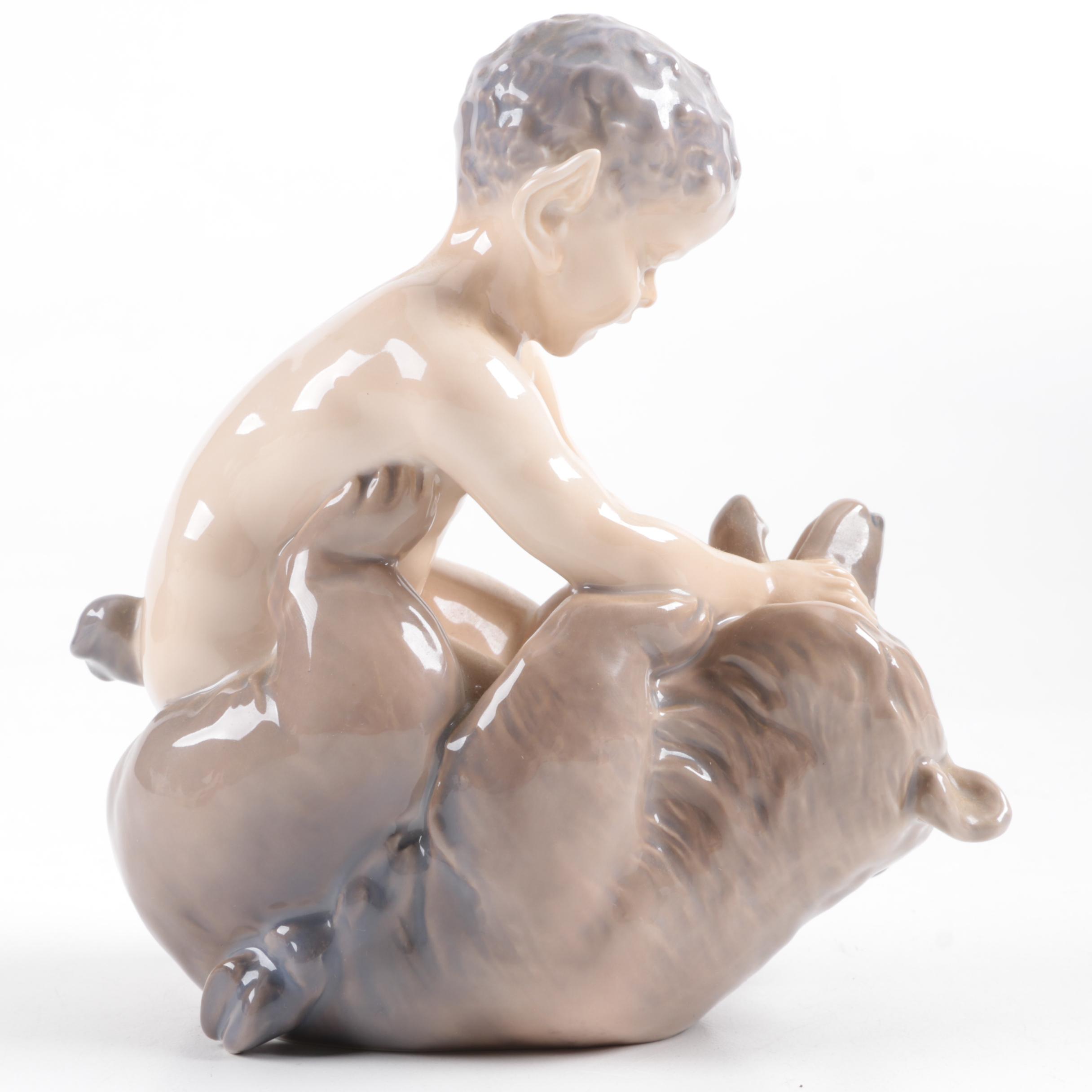 Royal Copenhagen "Faun with Bear" Figurine