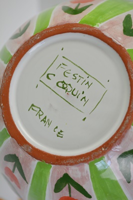 Festin Coquin French Art Pottery Pitcher and Bowl