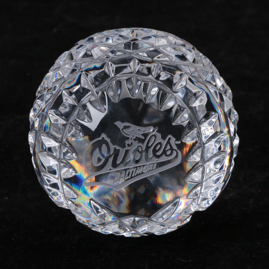 Waterford Orioles Crystal Baseball Paperweight