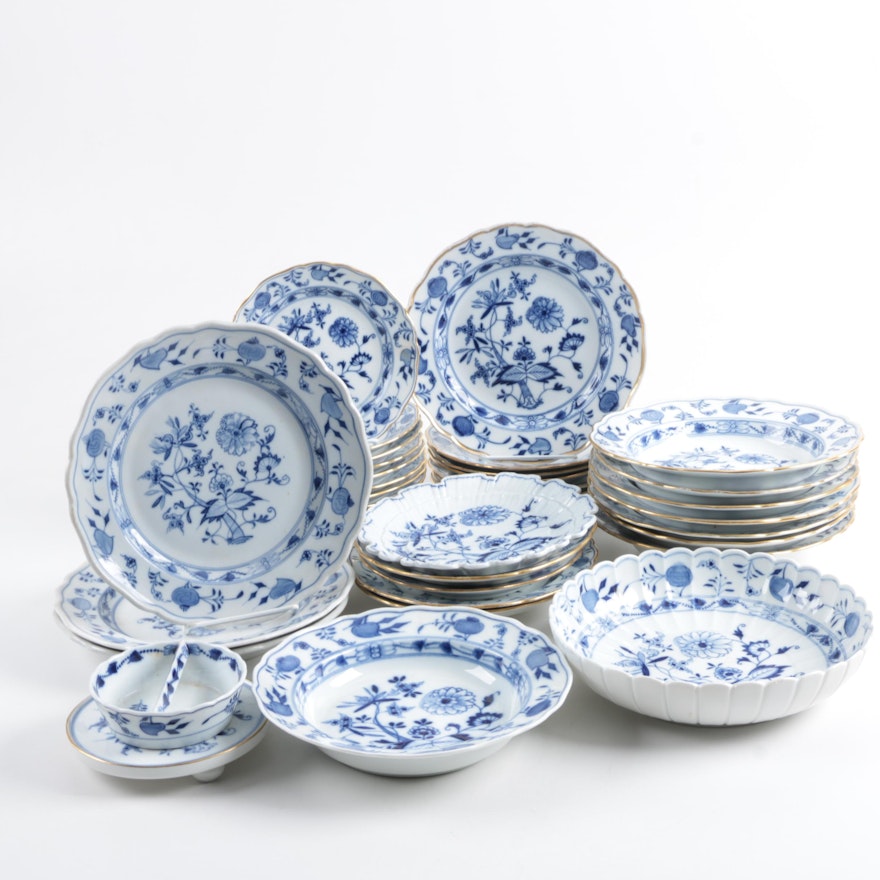 "Blue Onion" Porcelain Tableware including Meissen