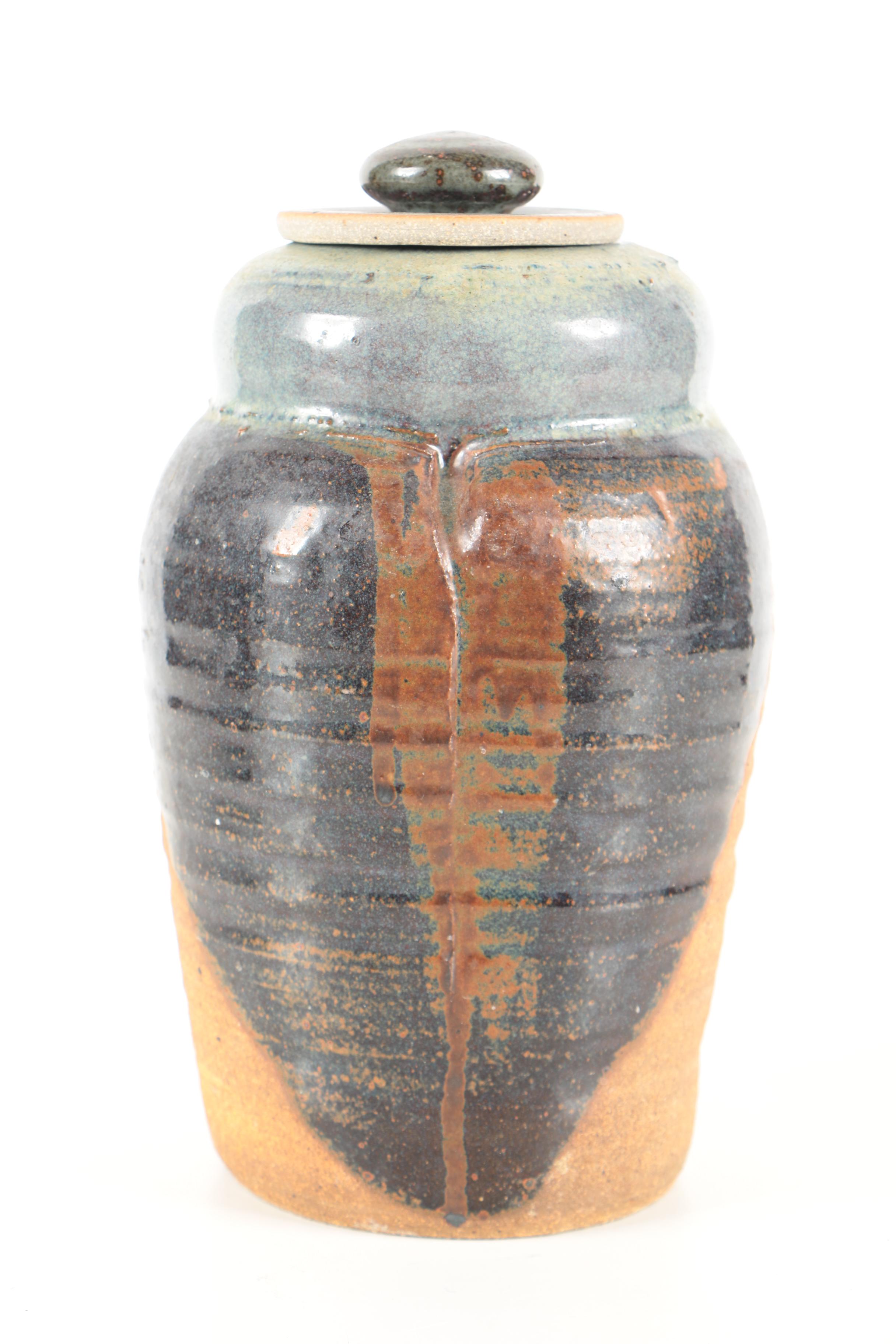 Pair of Hand Thrown Stoneware Vases and Bowl