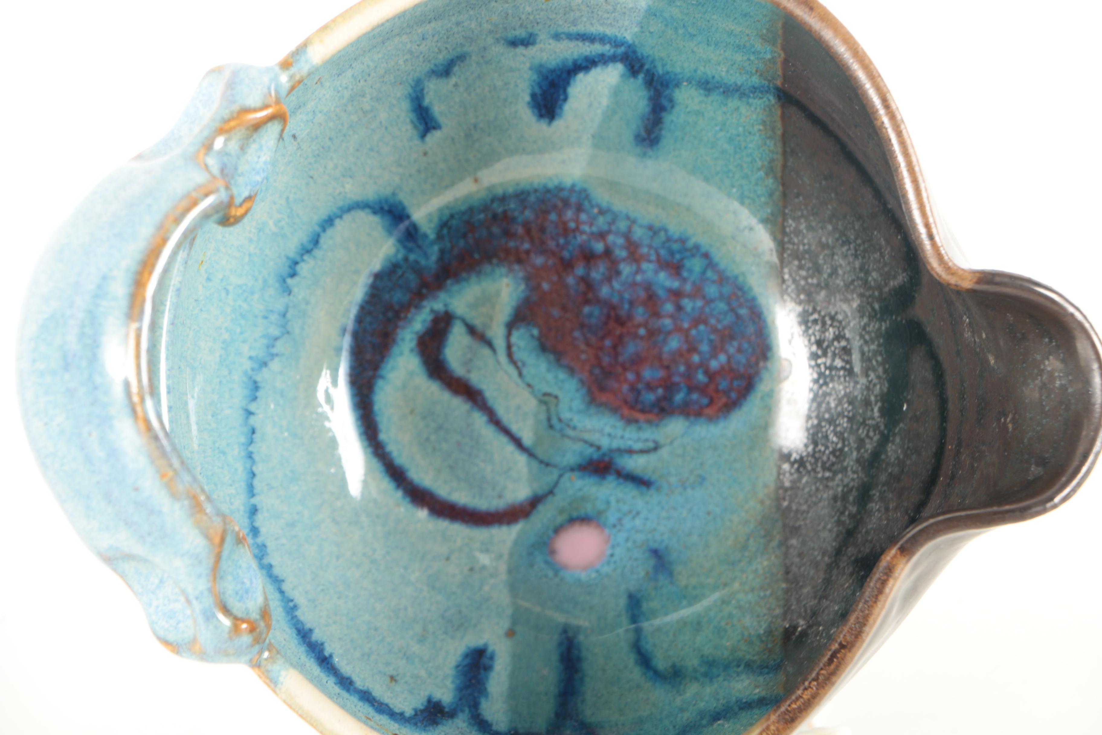 Pair of Hand Thrown Stoneware Vases and Bowl