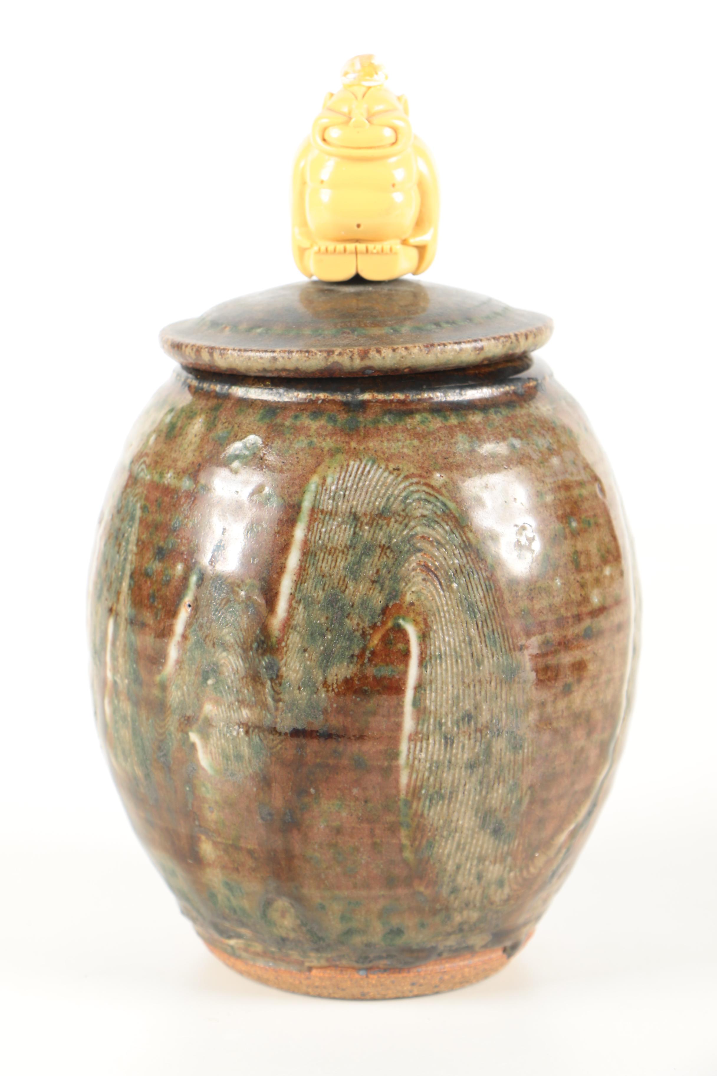 Hand Thrown Stoneware Jar and Covered Plate