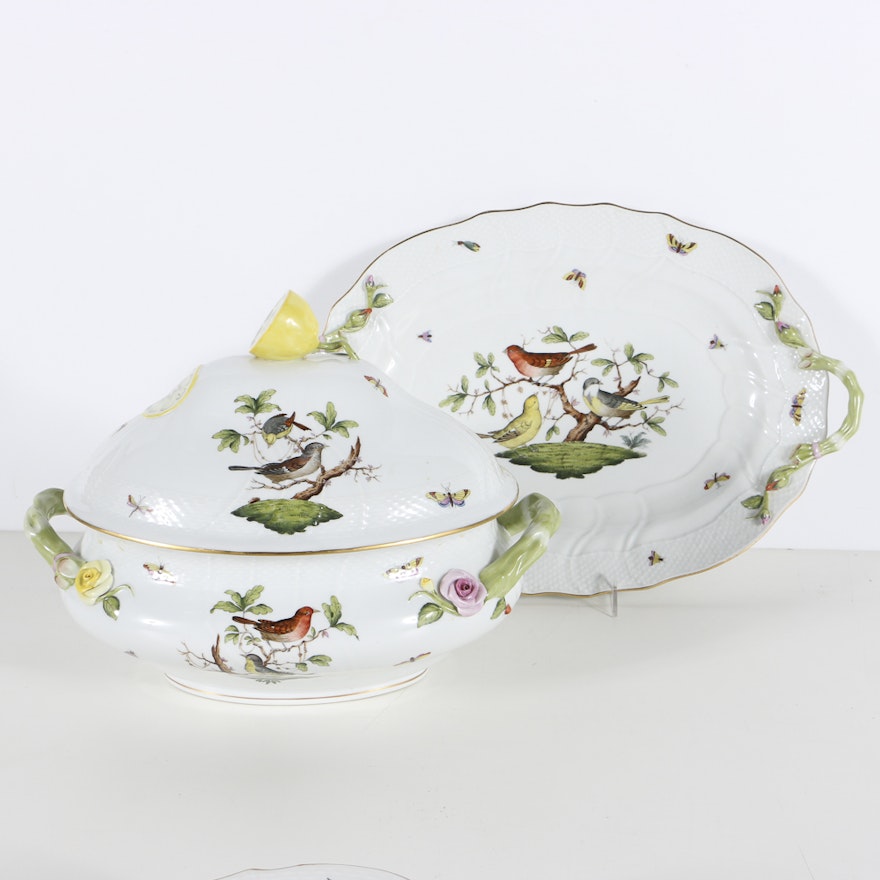 Herend "Rothschild Bird" Soup Tureen And Under Plate