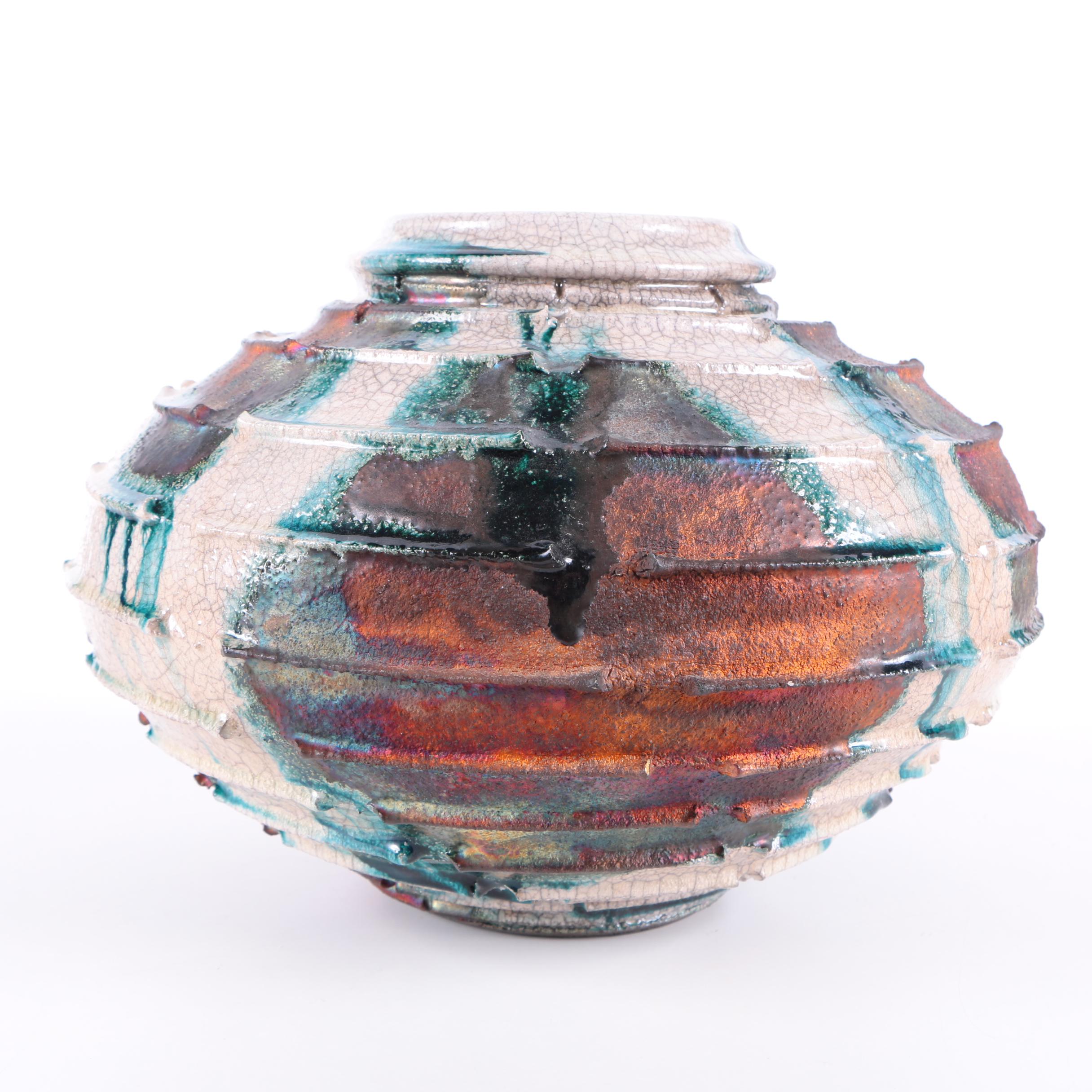 Harry Hearne Raku Fired Hand Thrown Stoneware Vessel