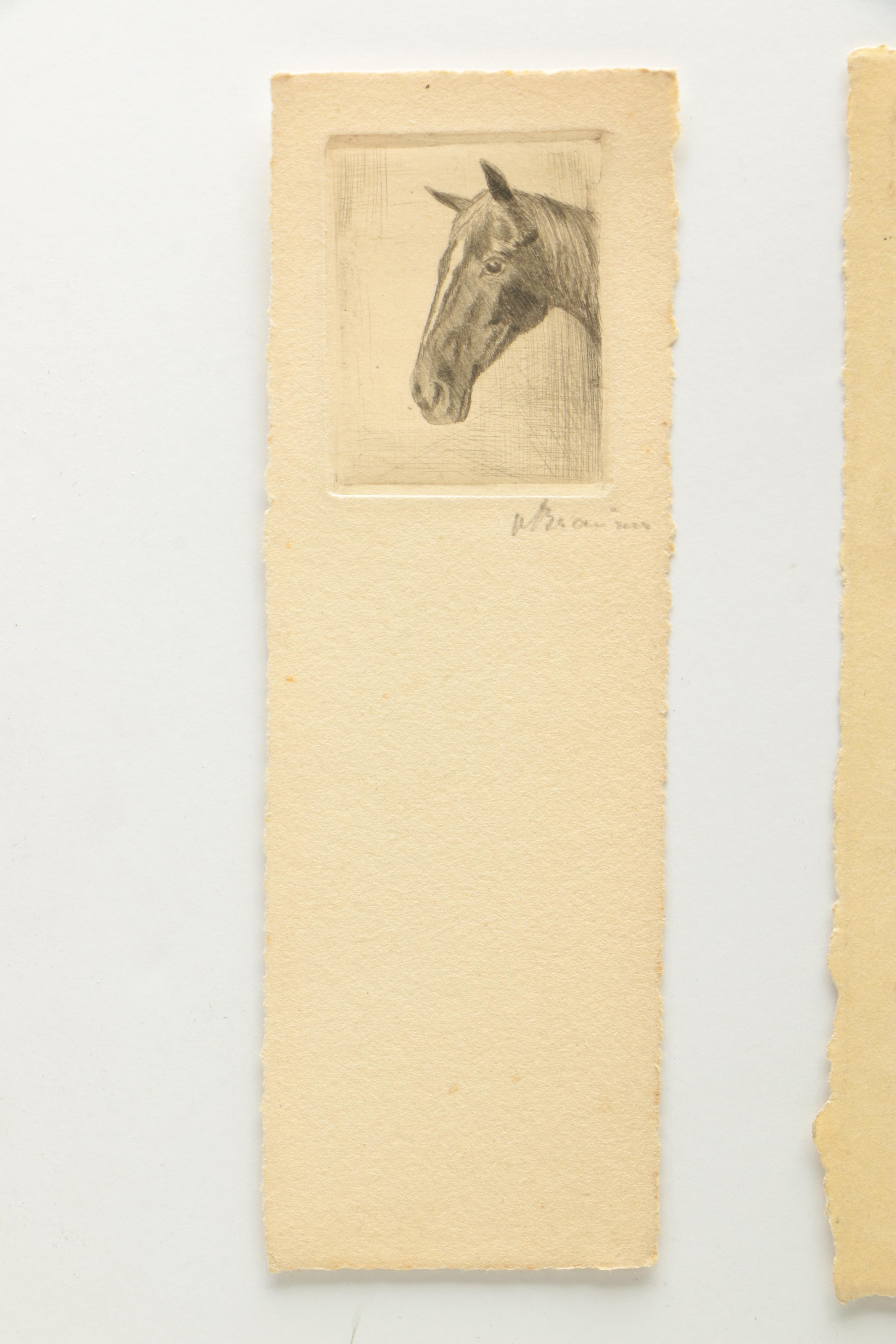 W. Branner Signed Miniature Etchings on Paper