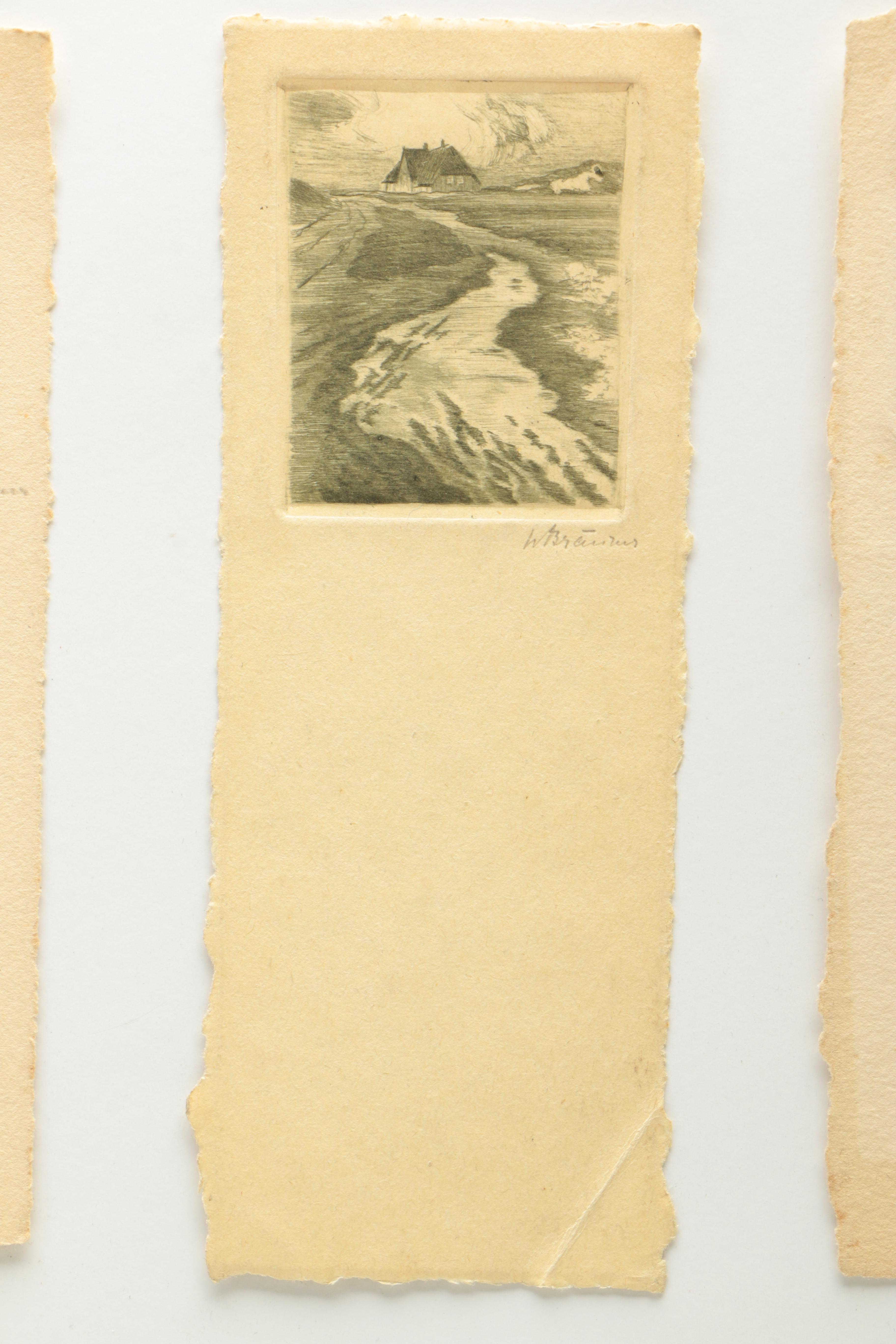 W. Branner Signed Miniature Etchings on Paper