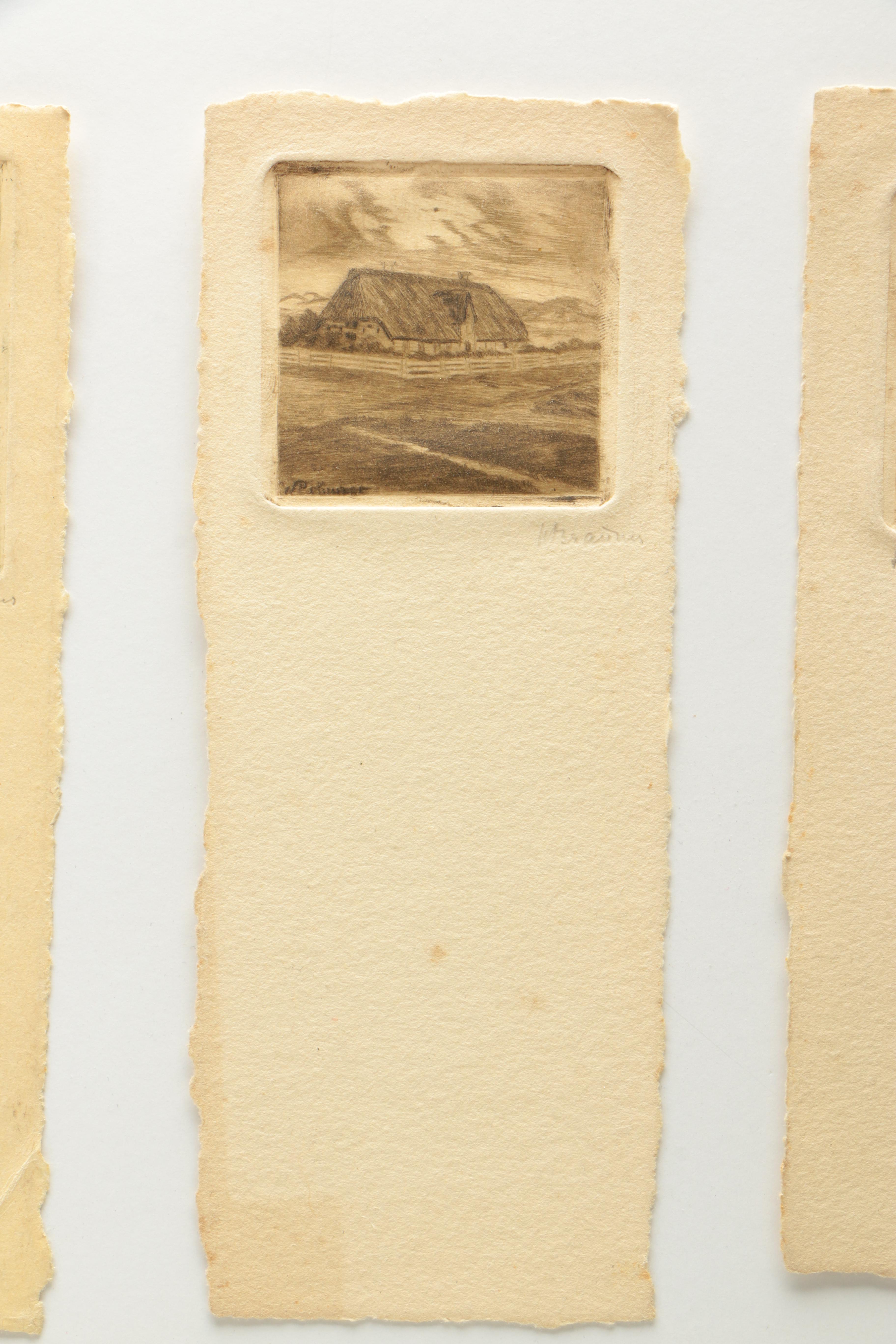 W. Branner Signed Miniature Etchings on Paper