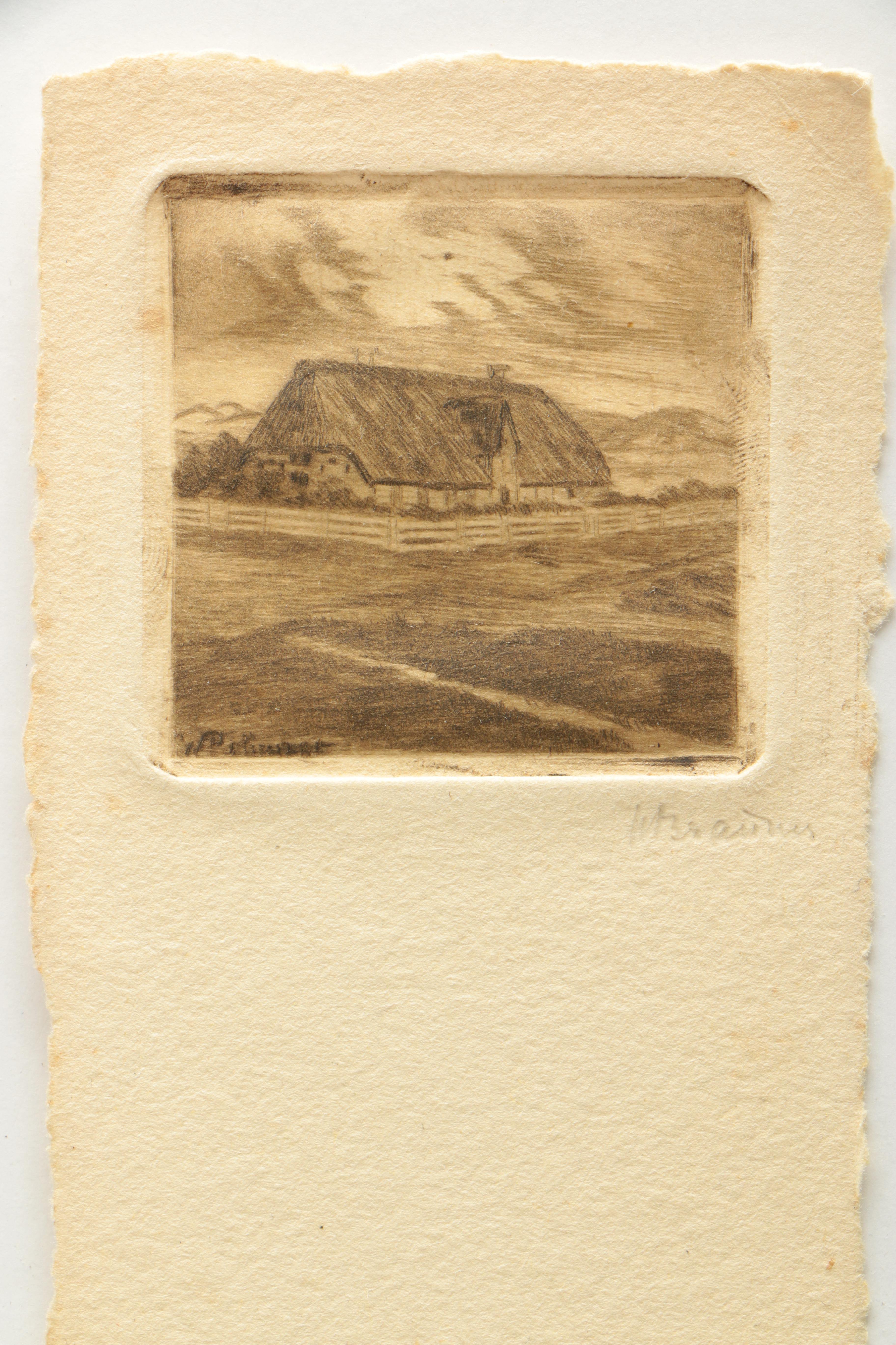 W. Branner Signed Miniature Etchings on Paper