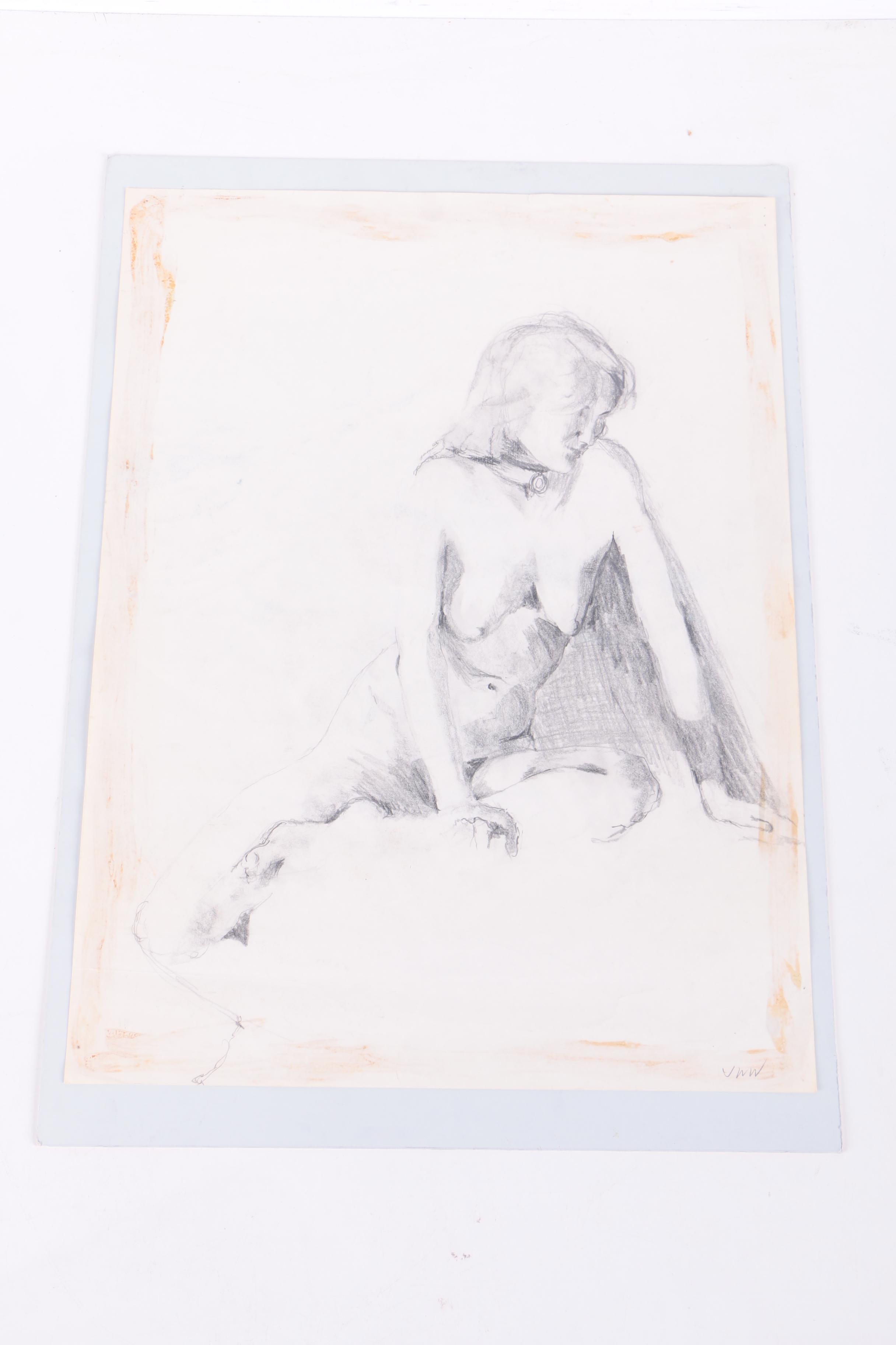 Charcoal and Graphite Figure Drawings on Paper