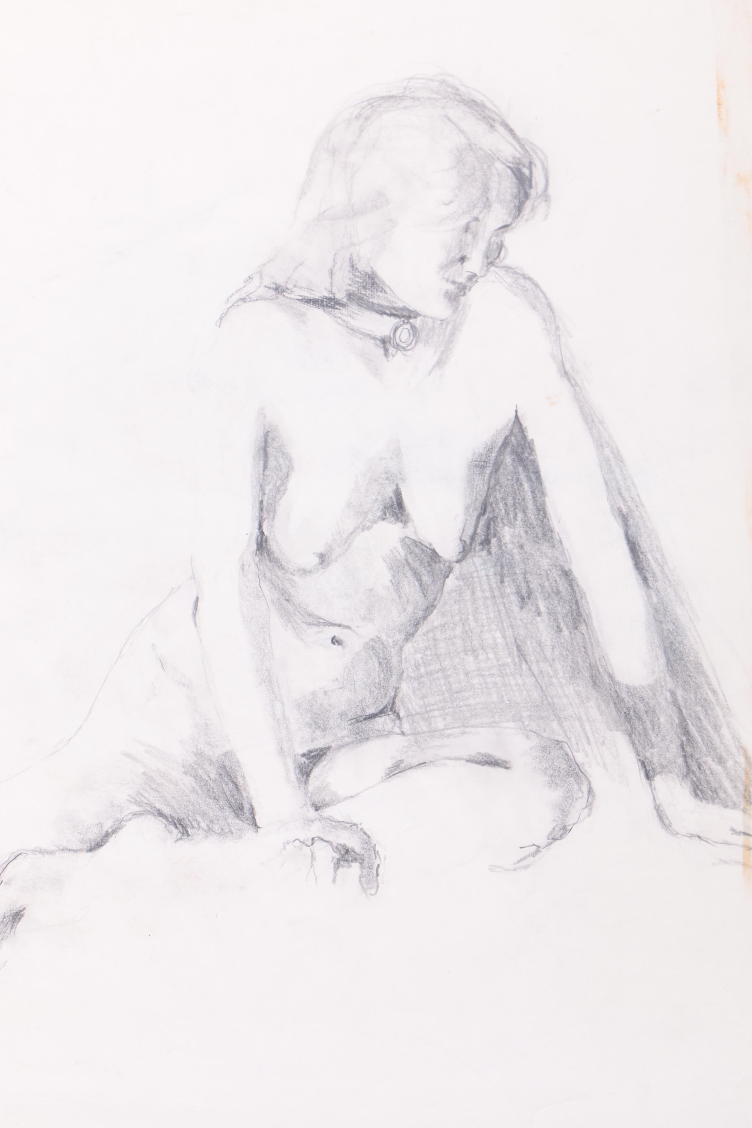Charcoal and Graphite Figure Drawings on Paper