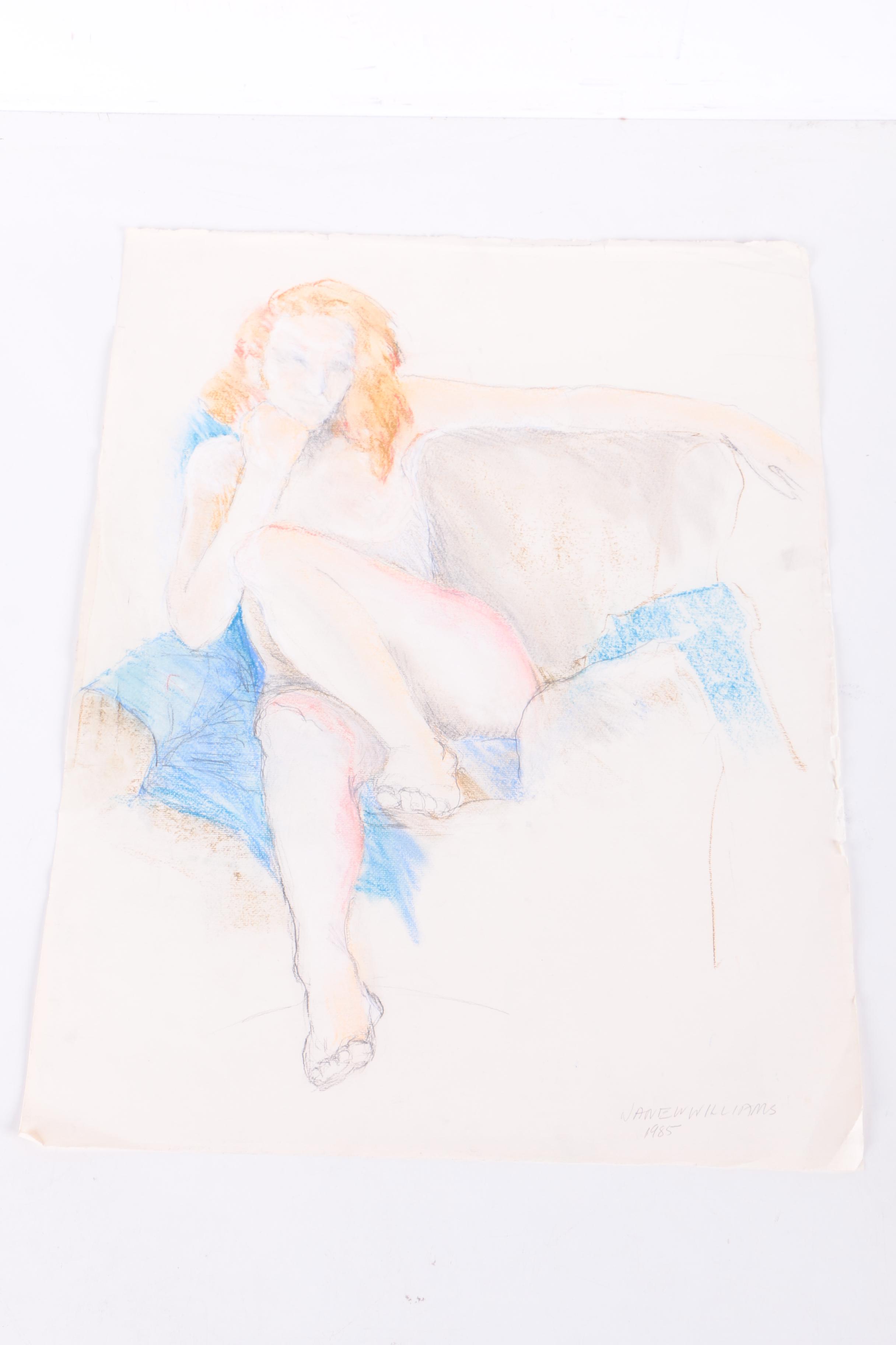 Charcoal and Graphite Figure Drawings on Paper