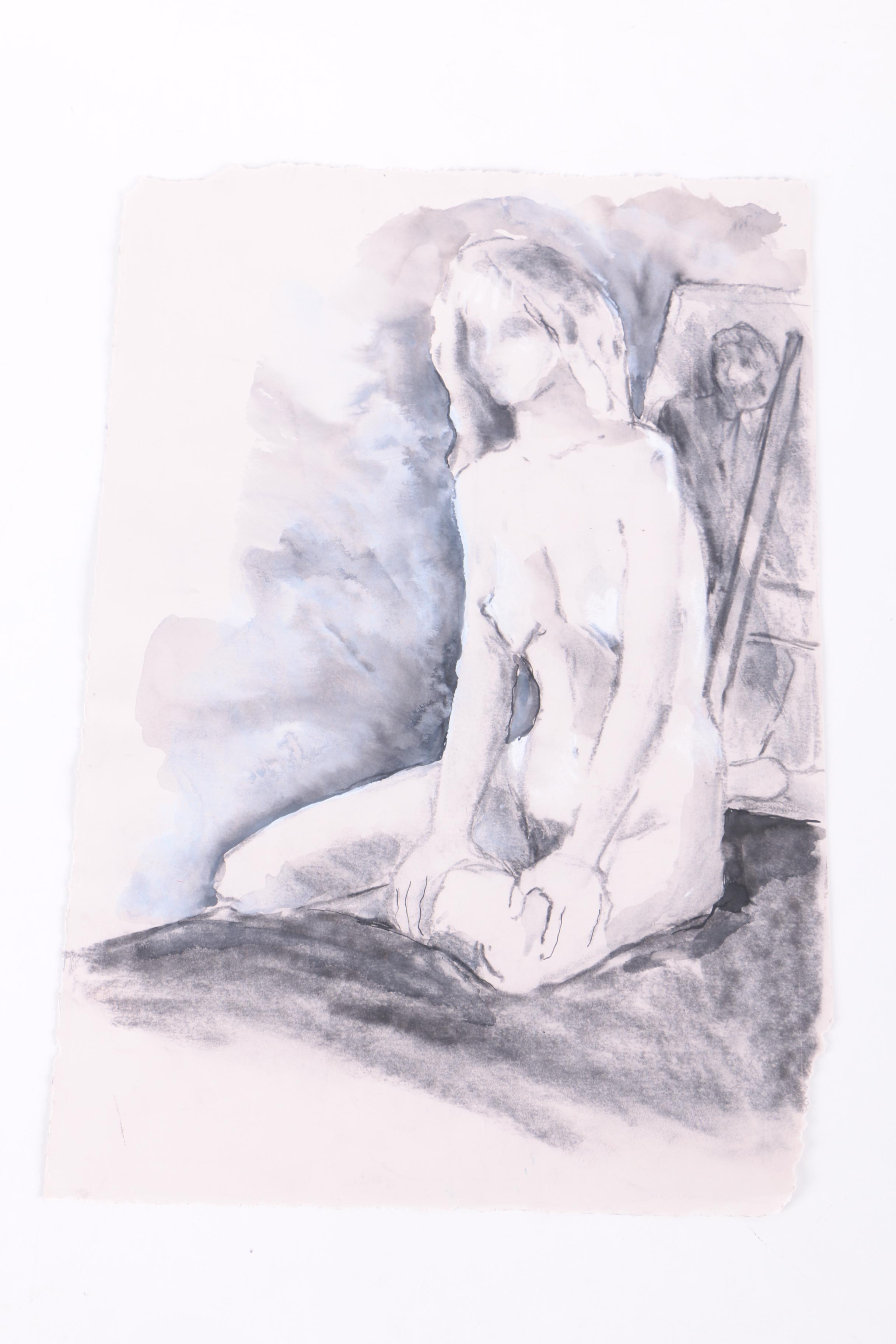 Charcoal and Graphite Figure Drawings on Paper