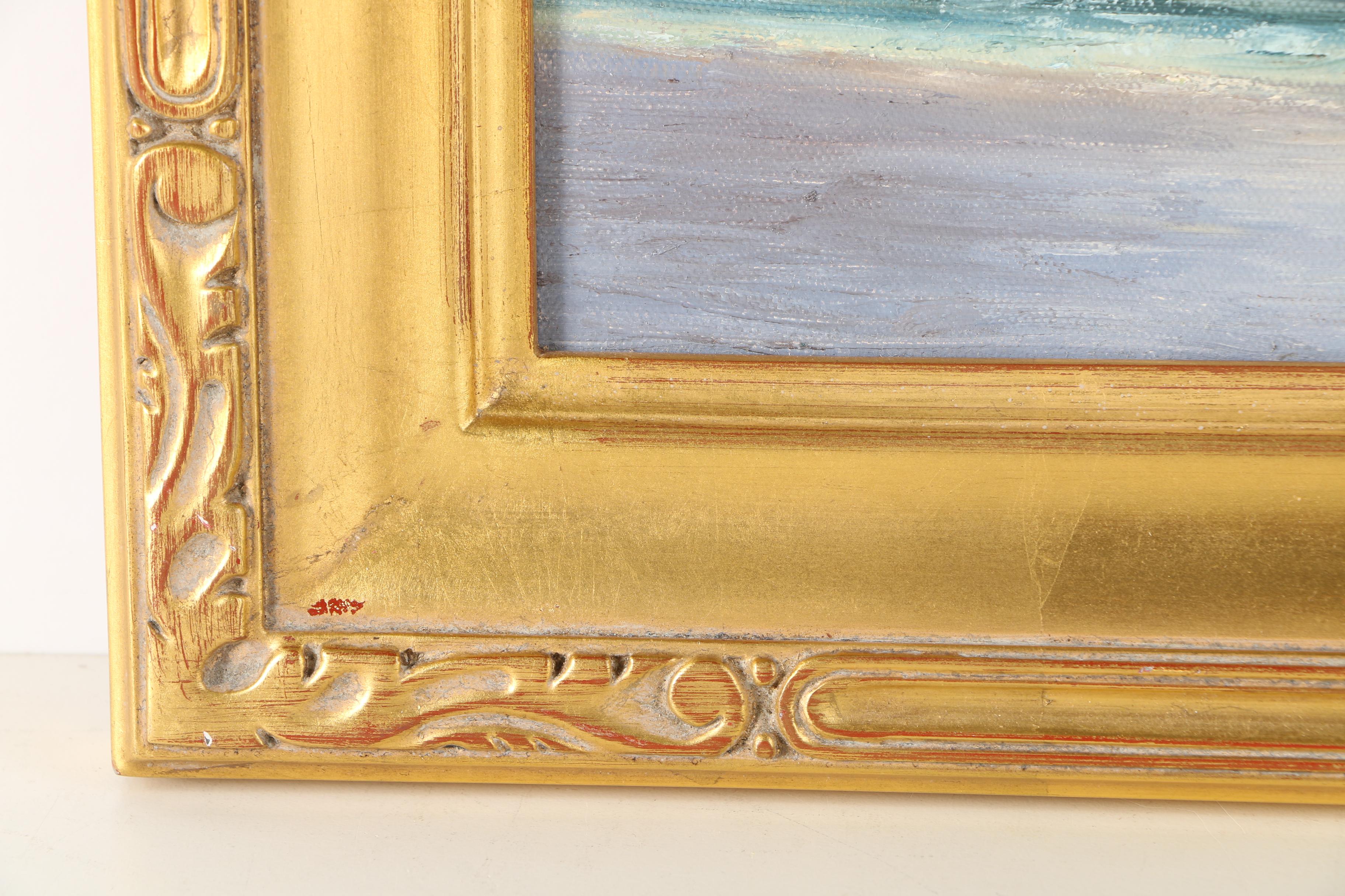 Joy Batte Oil Seascape on Canvas in Fine Contemporary Arts & Crafts Frame