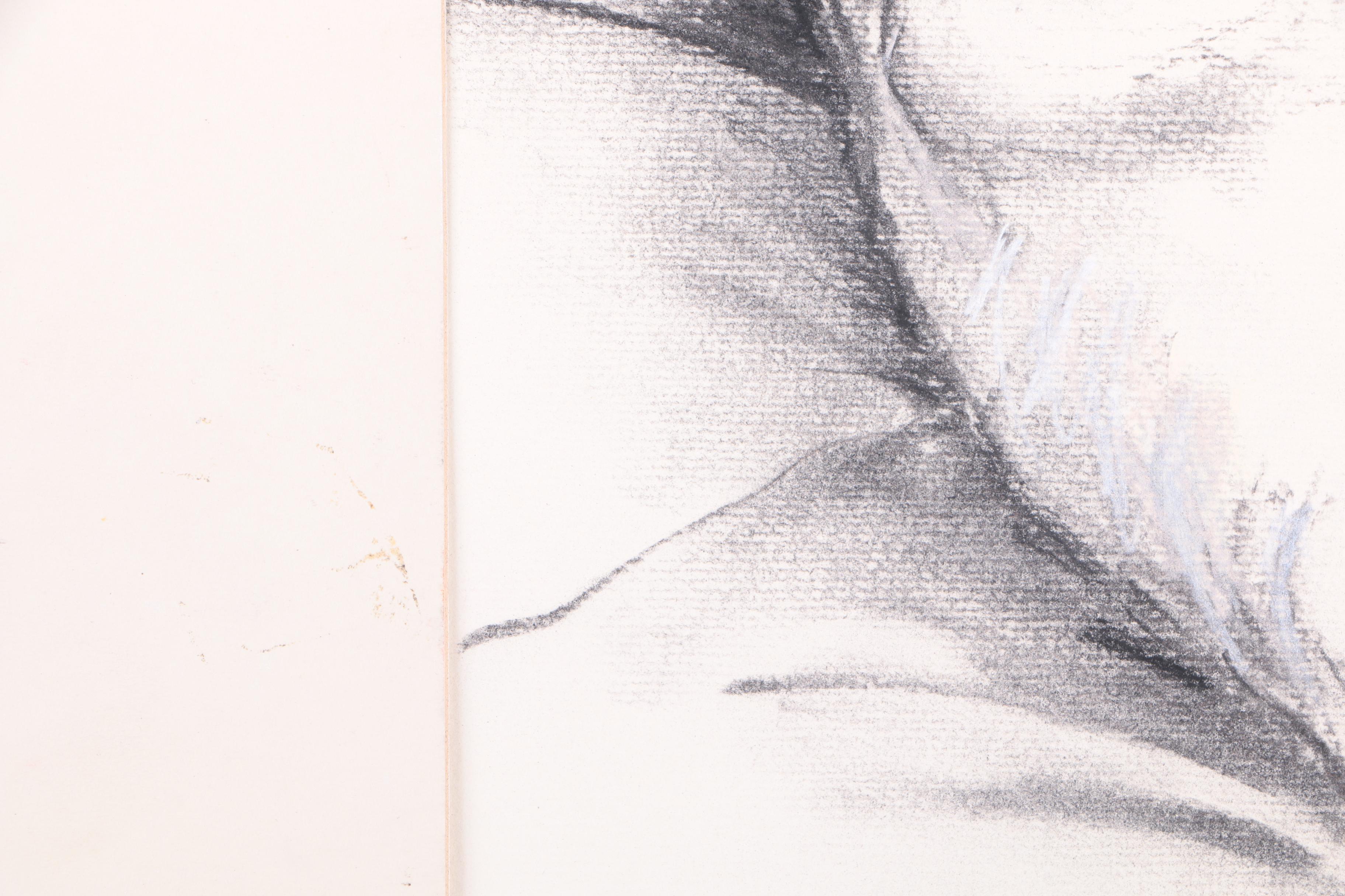 Jane W. Williams Charcoal Nude Drawing and a Charcoal and Graphite Drawing