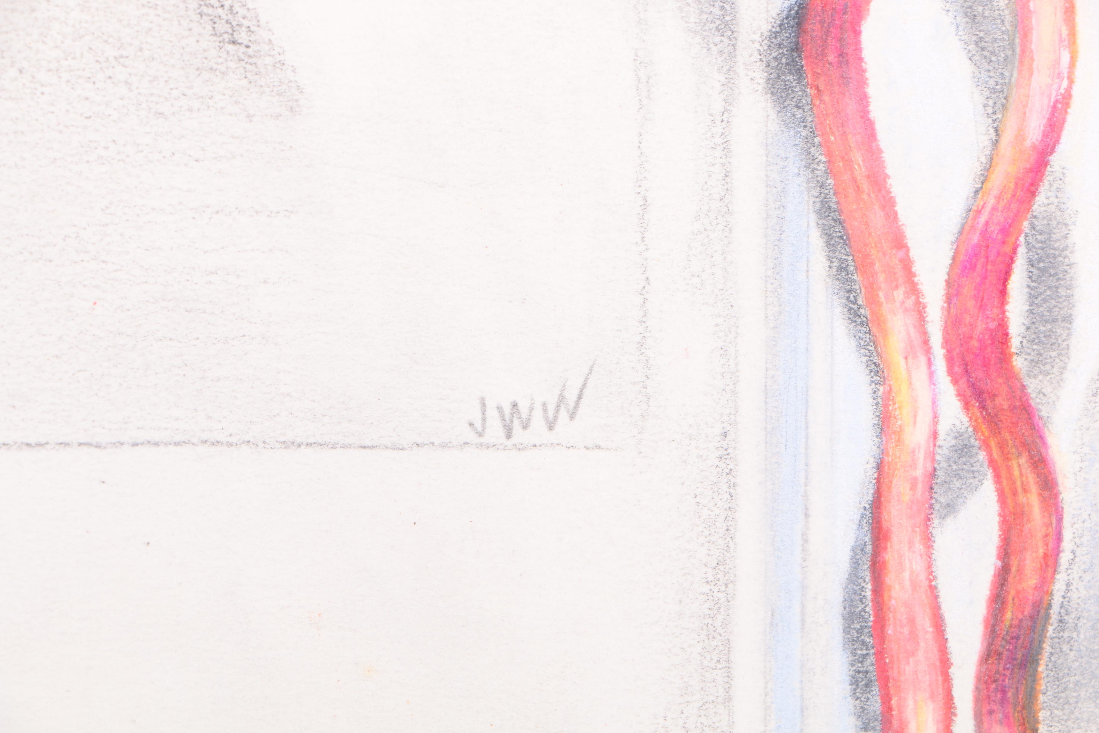 Jane W. Williams Charcoal Nude Drawing and a Charcoal and Graphite Drawing