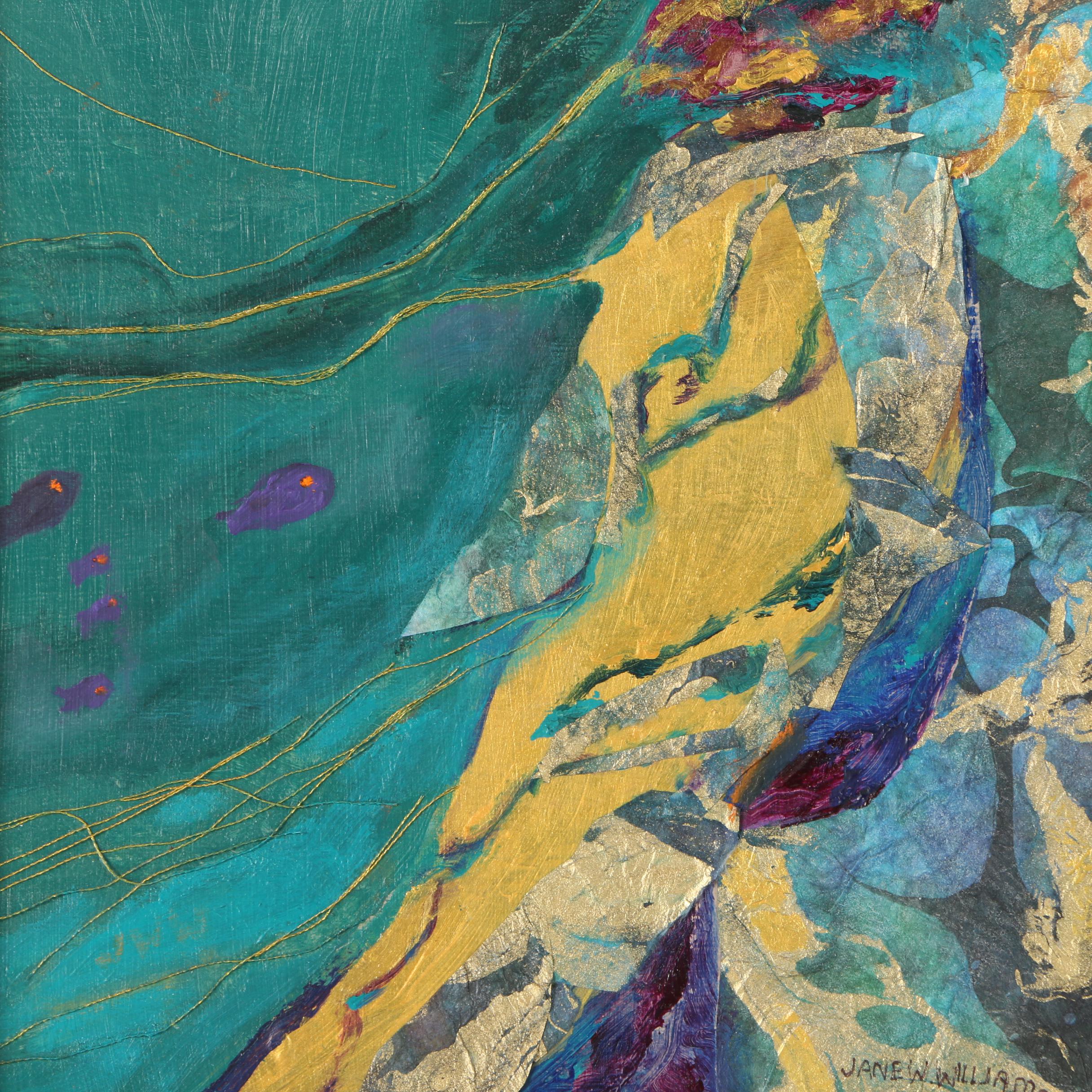 Jane W. Williams Mixed Media "Rocky Shoal with Fish"