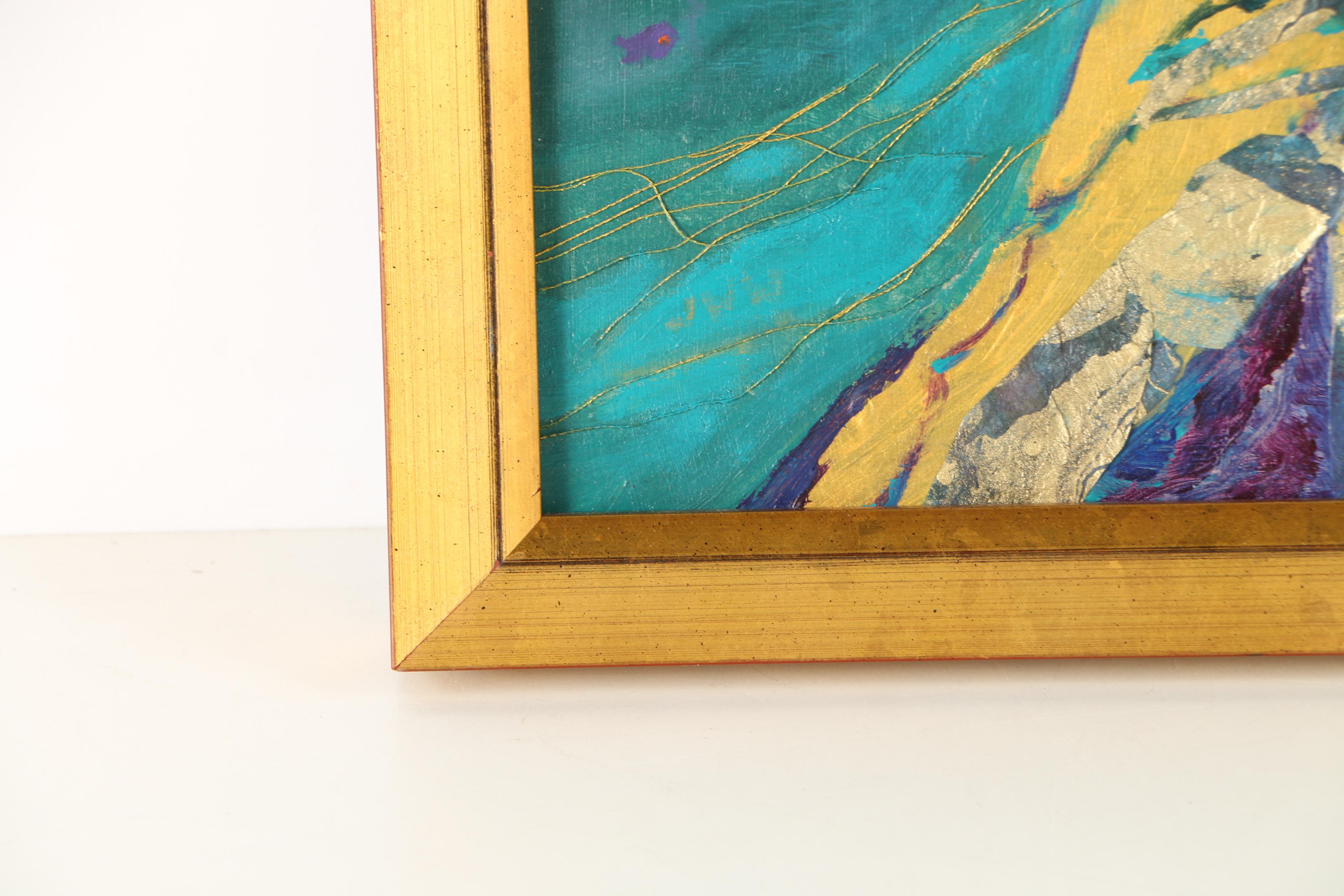 Jane W. Williams Mixed Media "Rocky Shoal with Fish"