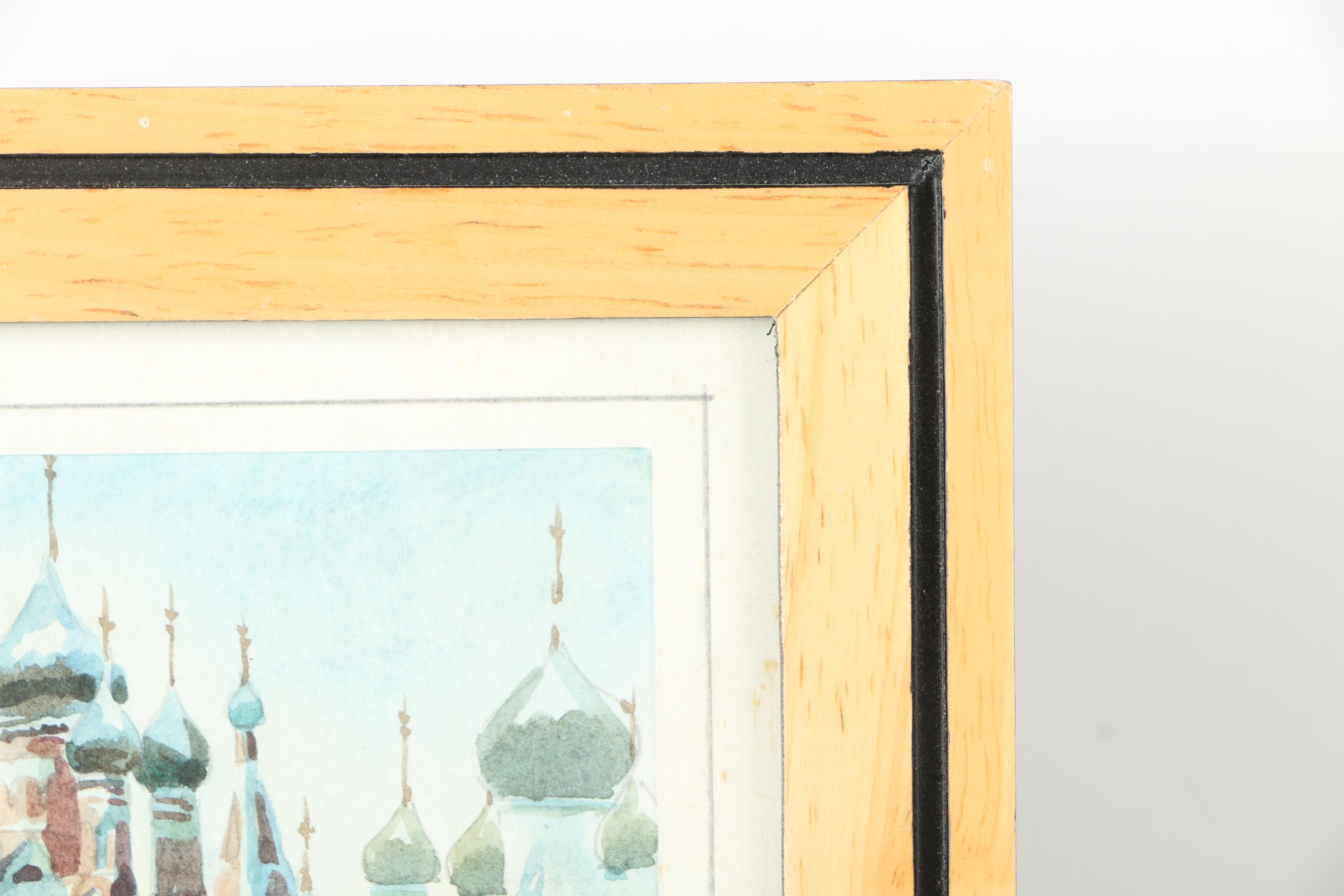 Watercolor on Paper of Orthodox Church