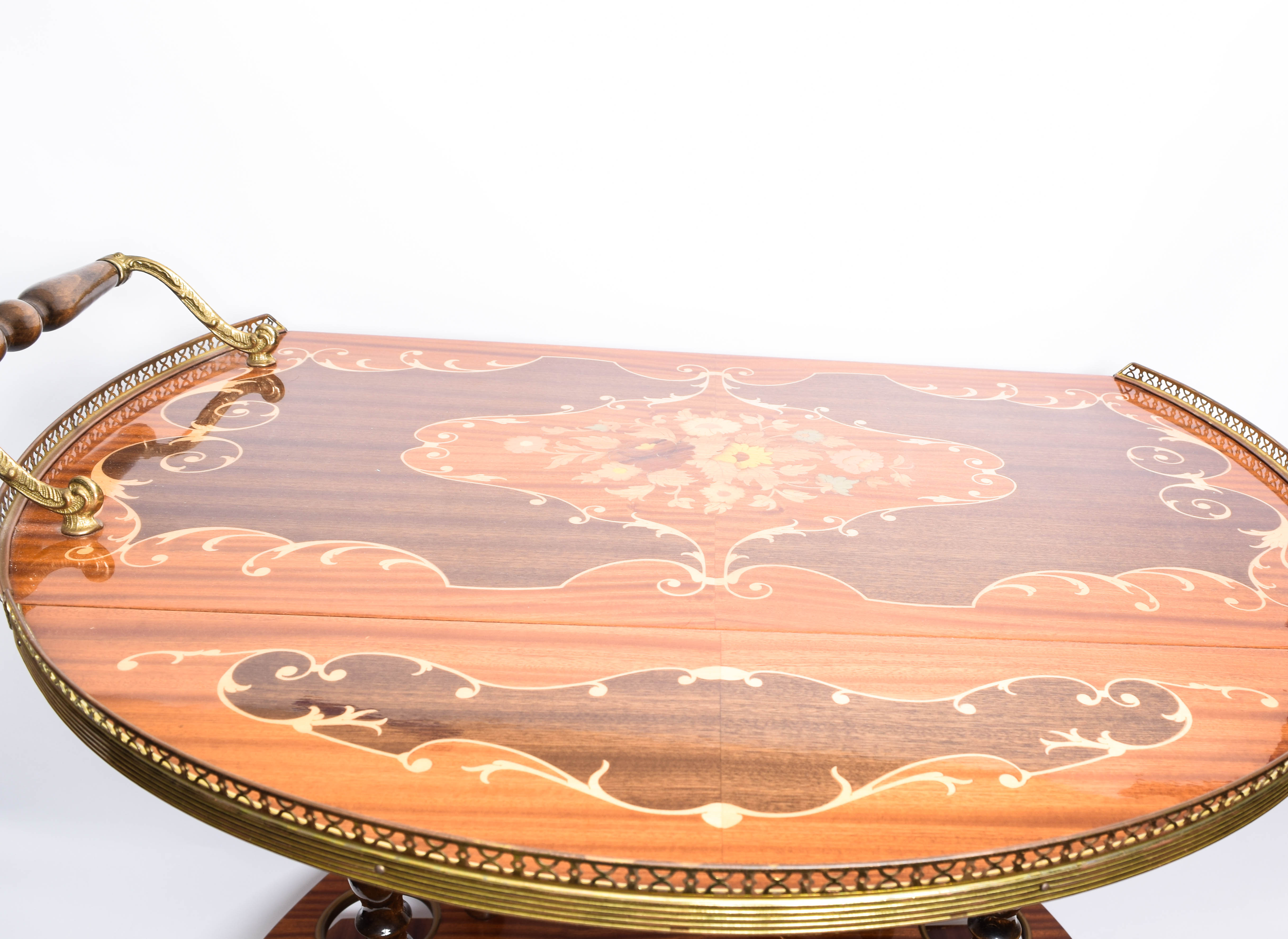 Vintage Italian Marquetry Tea Cart