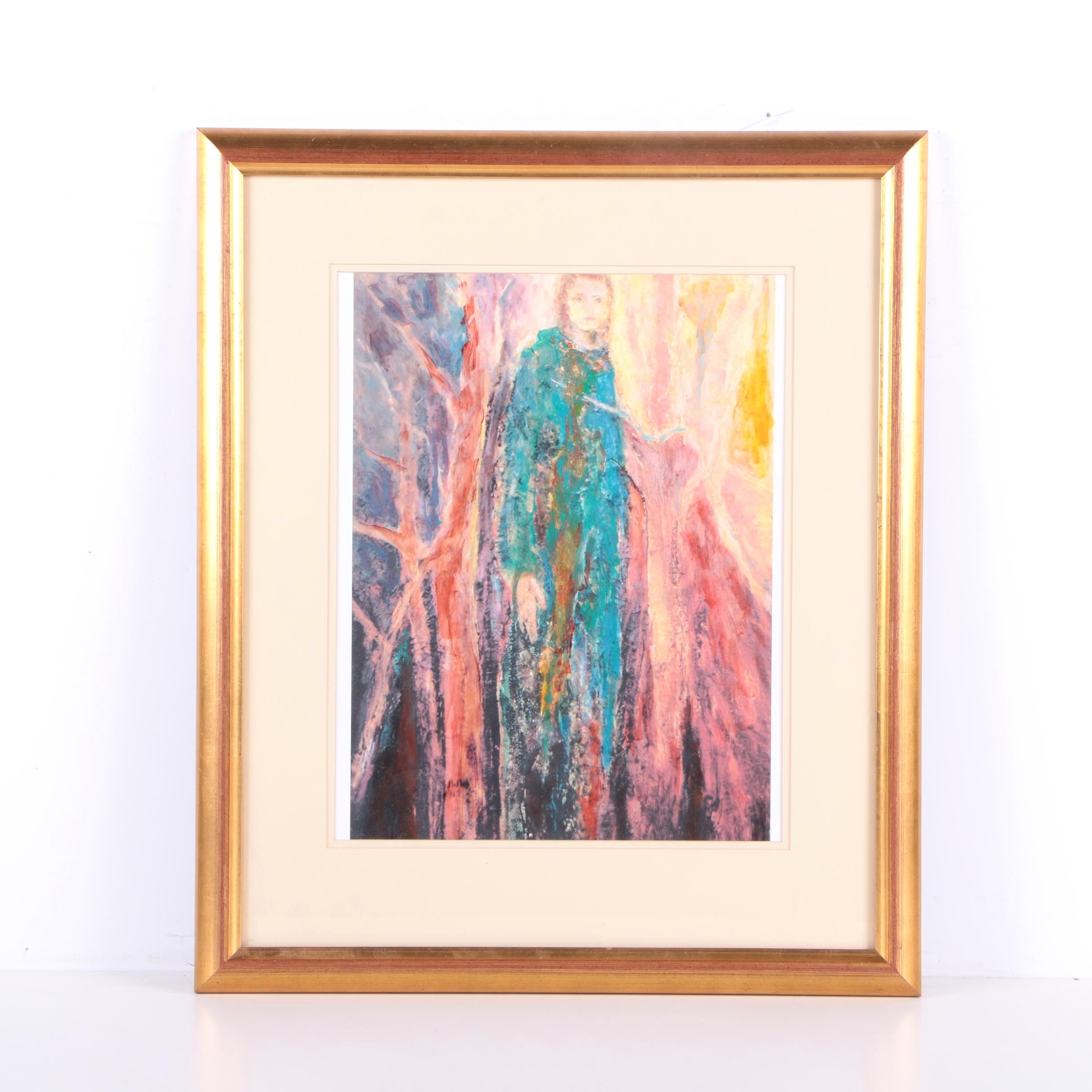 Jane E. Williams Hand Embellished Giclee on Paper