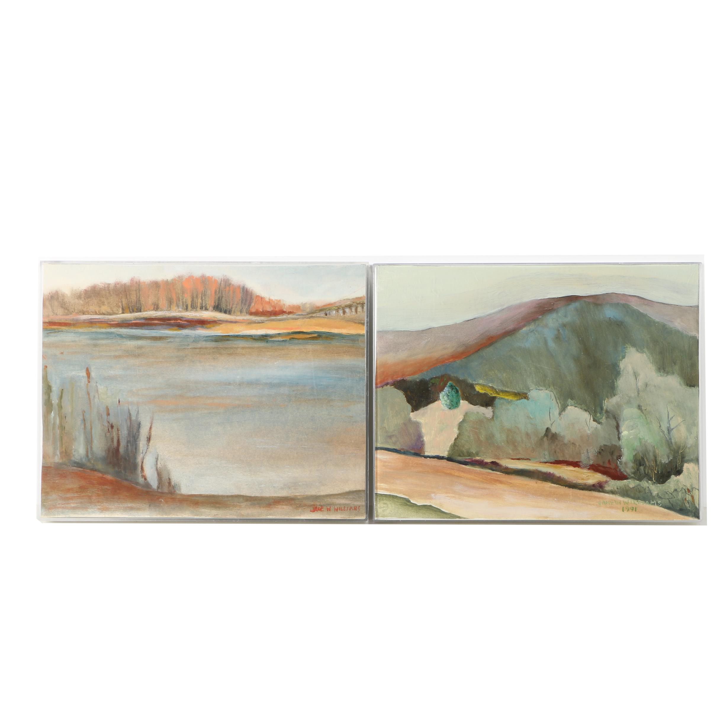 Pair of Jane W. Williams Oils on Paper