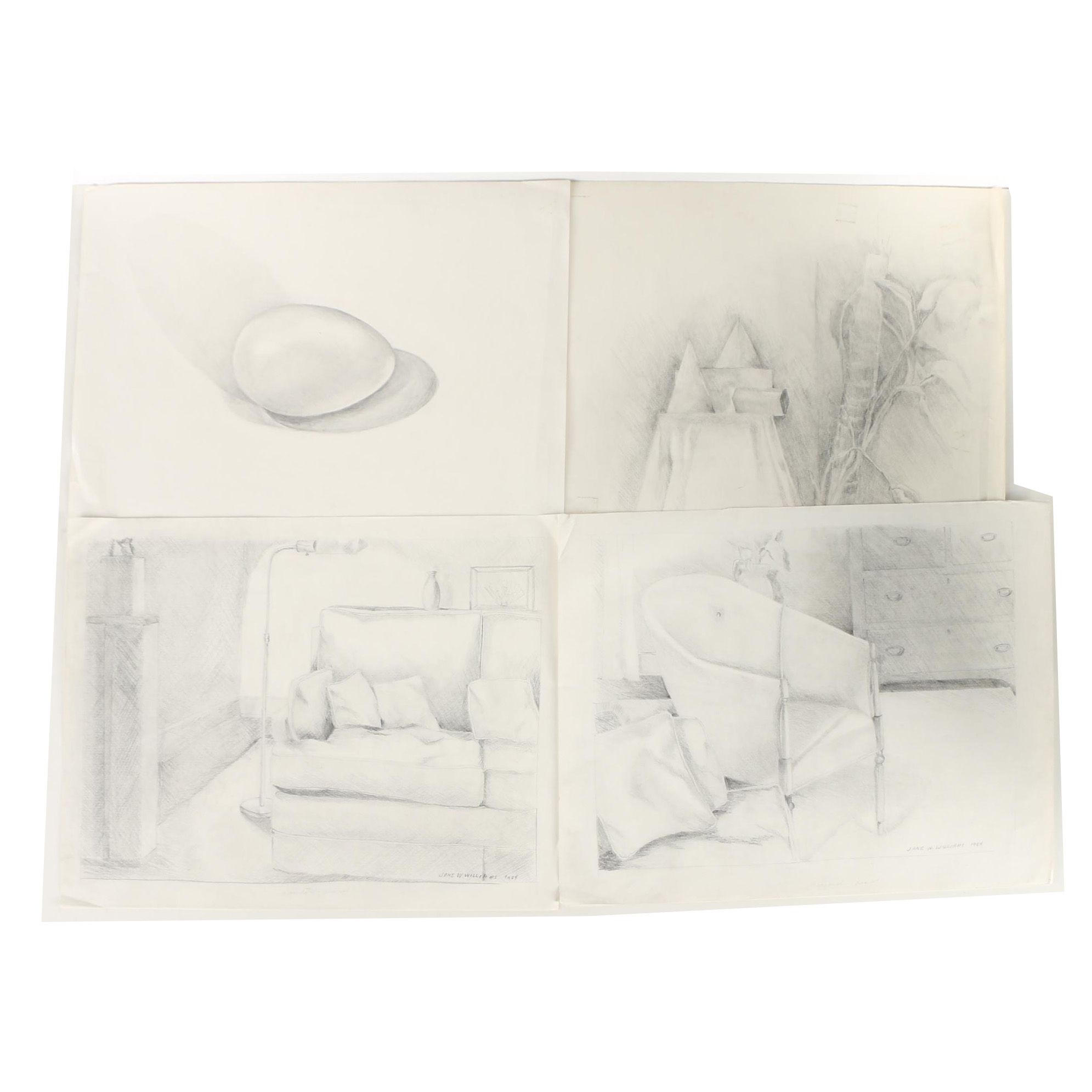 Collection of Jane W. Williams Graphite Drawings on Paper