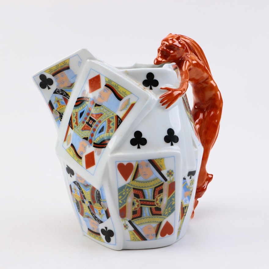 Royal Bayreuth Limited Edition "Devil and Cards" Ceramic Pitcher
