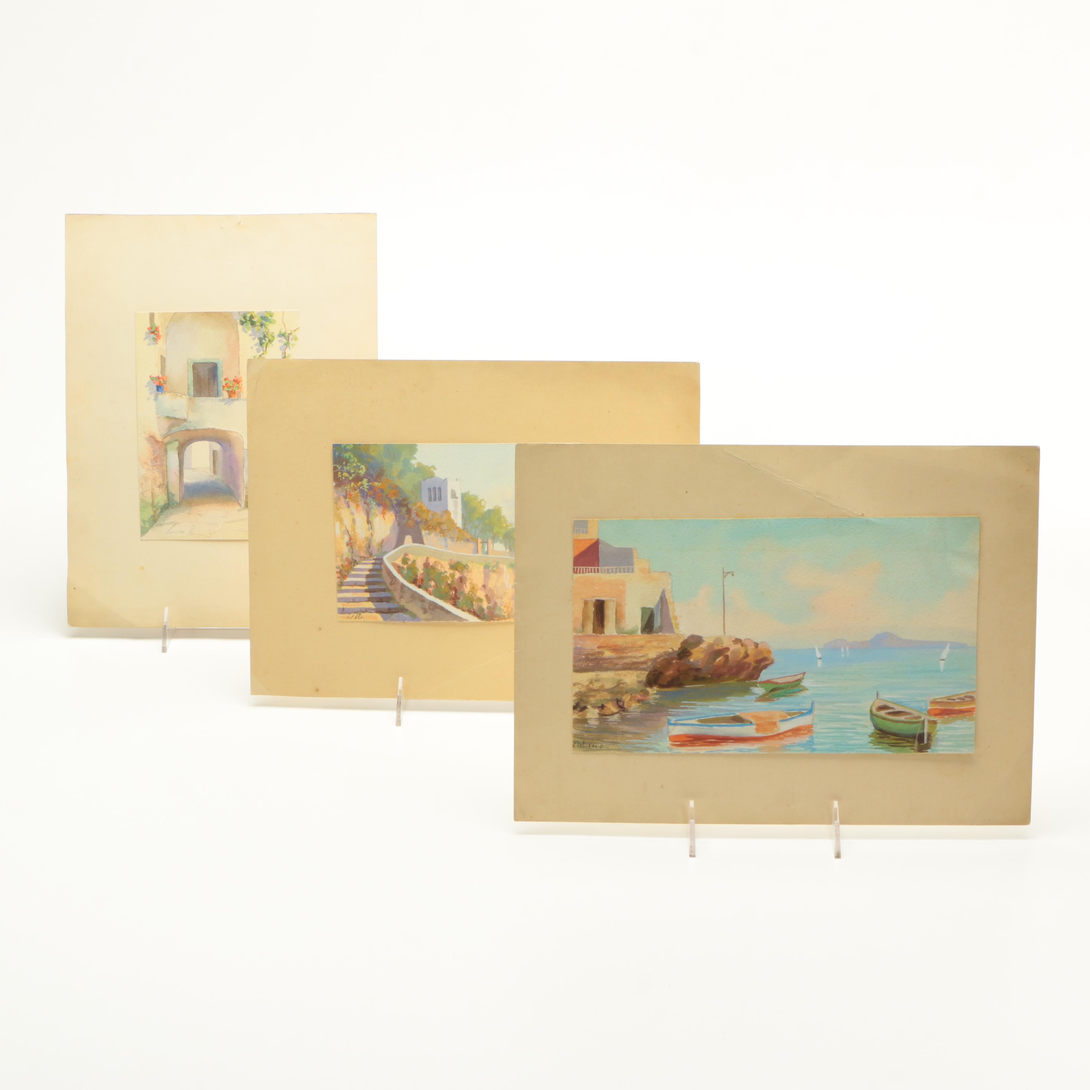 Collection of Lino Watercolor and Gouaches on Paper