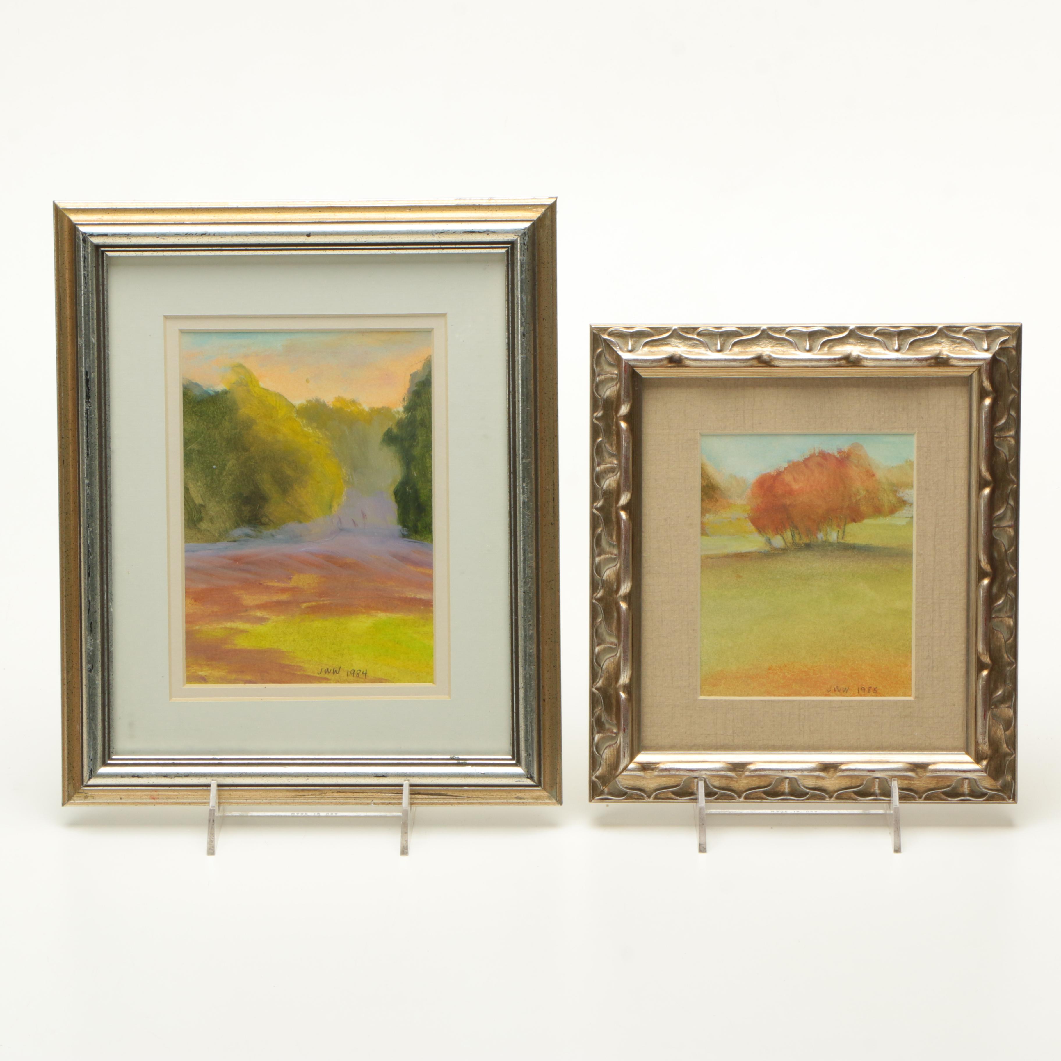 Pair of J.W.W. Pastels on Paper