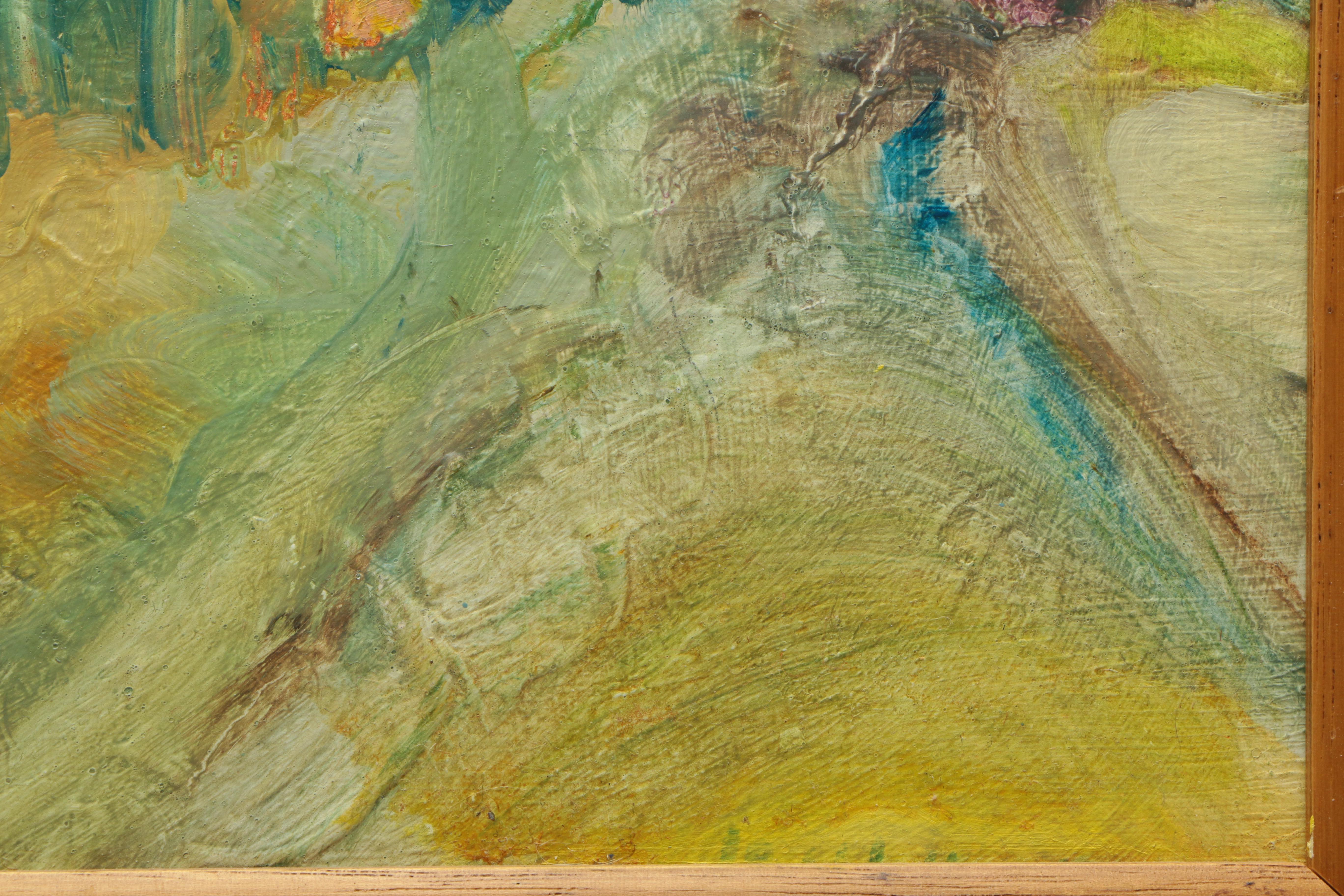 Oil on Panel of Colorful Ranch House