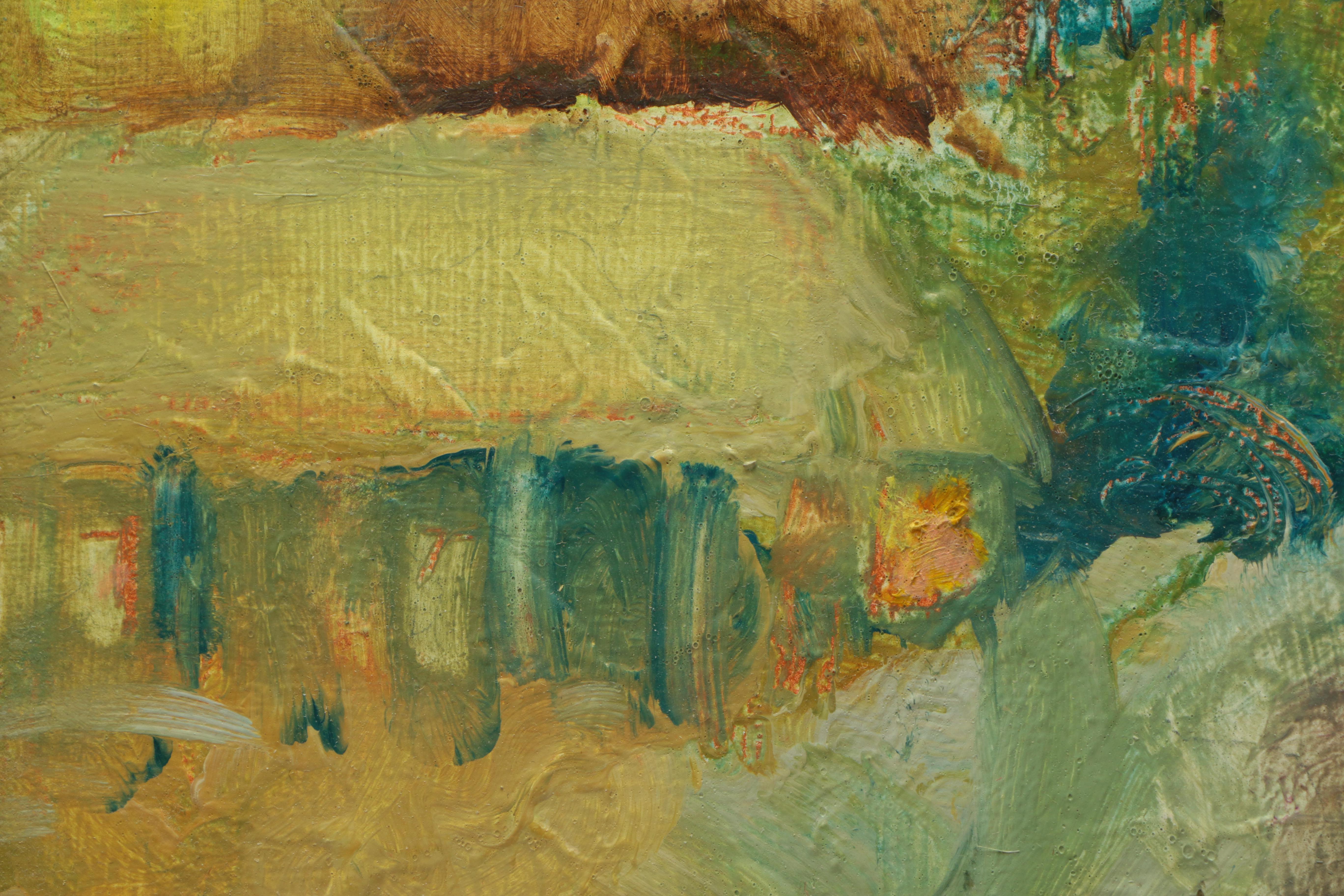 Oil on Panel of Colorful Ranch House