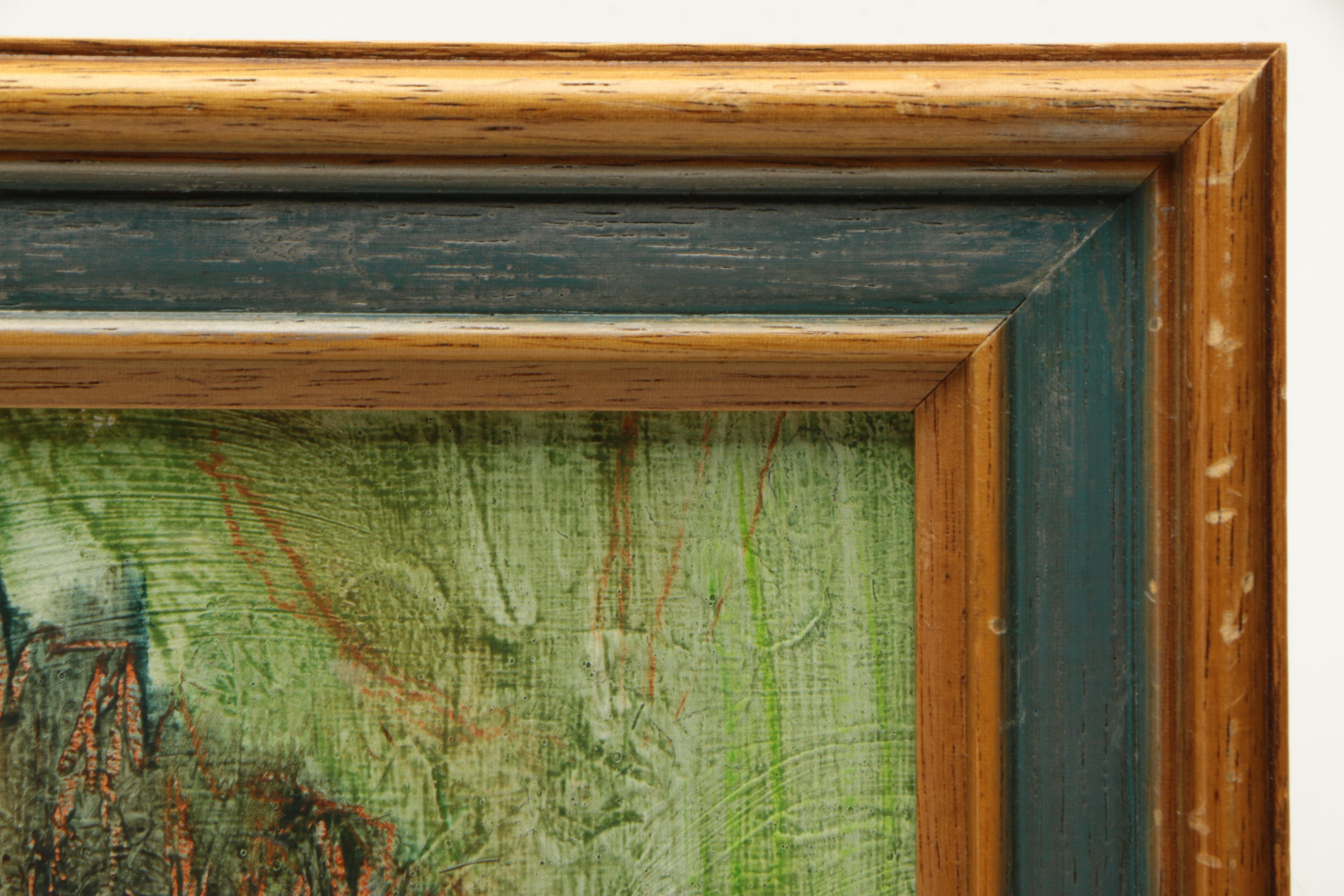 Oil on Panel of Colorful Ranch House