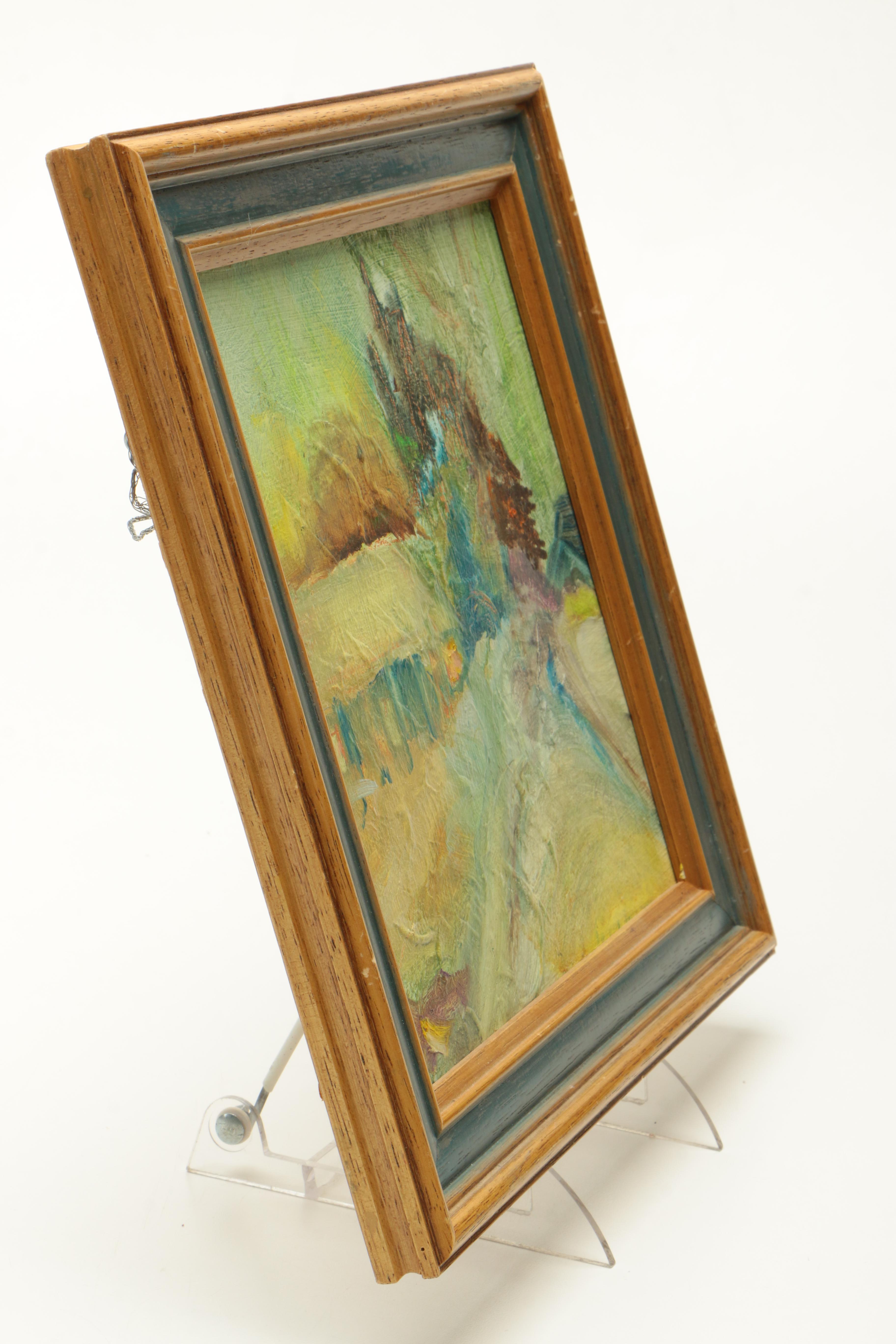 Oil on Panel of Colorful Ranch House