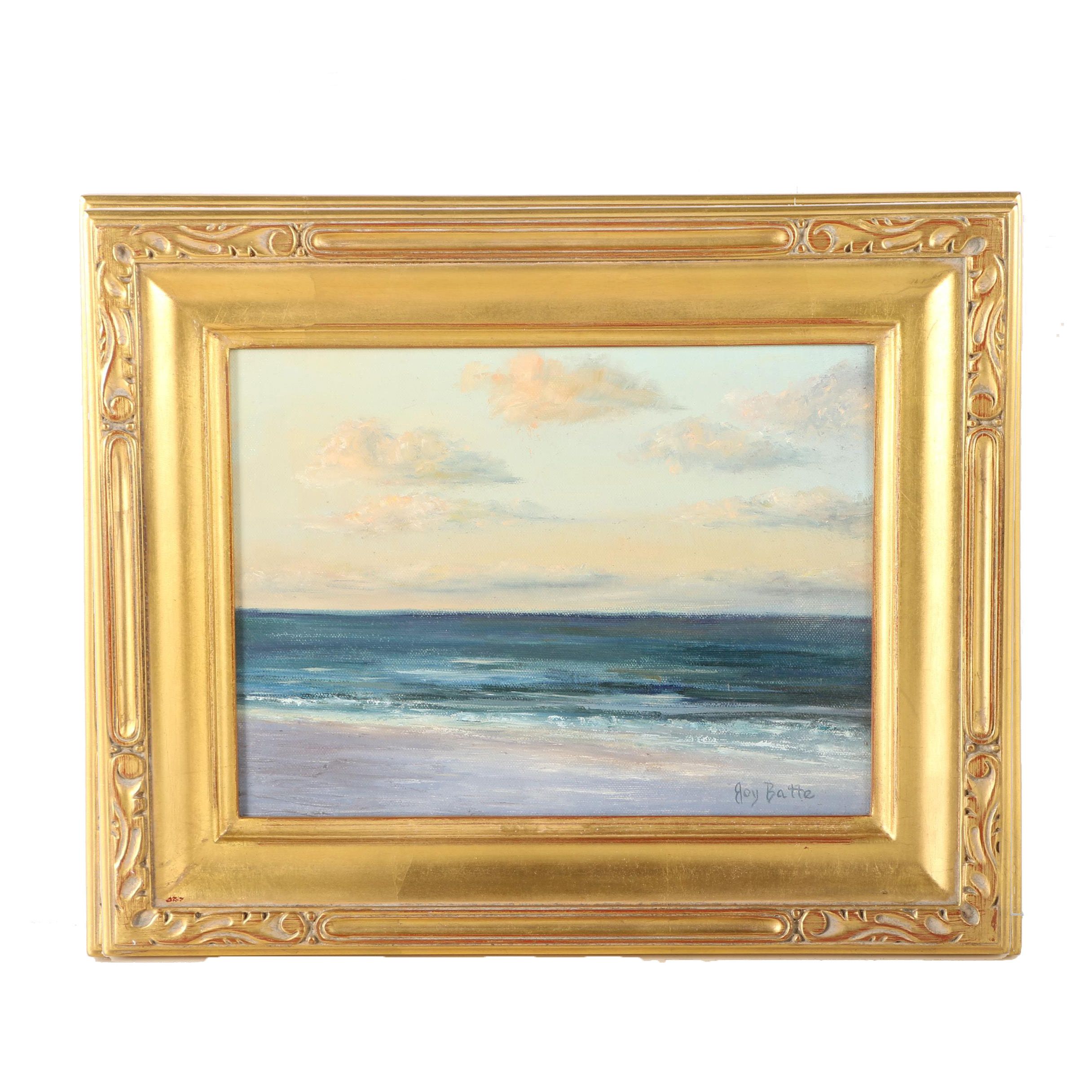 Joy Batte Oil Seascape on Canvas in Fine Contemporary Arts & Crafts Frame