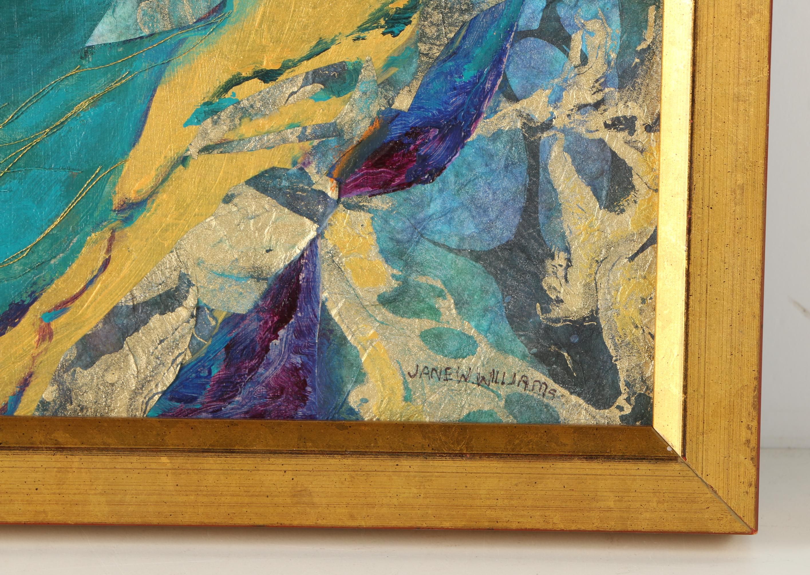 Jane W. Williams Mixed Media "Rocky Shoal with Fish"