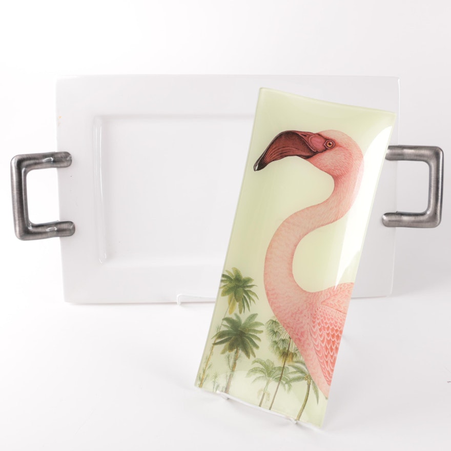 Godinger Porcelain Tray and Pottery Barn Flamingo Decorative Tray