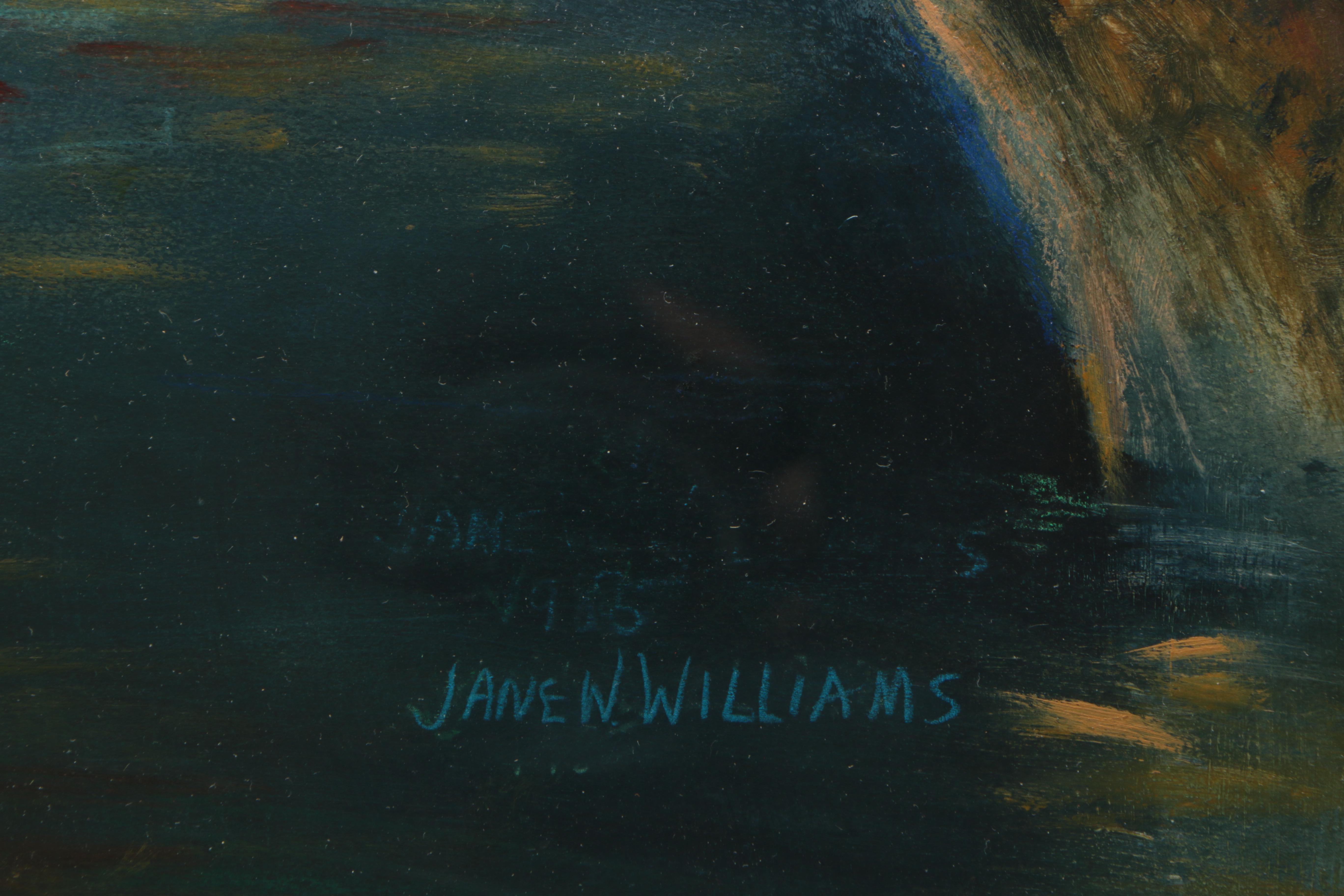 Jane W. Williams Oil on Paper "Night Bridge on The Rhone River"