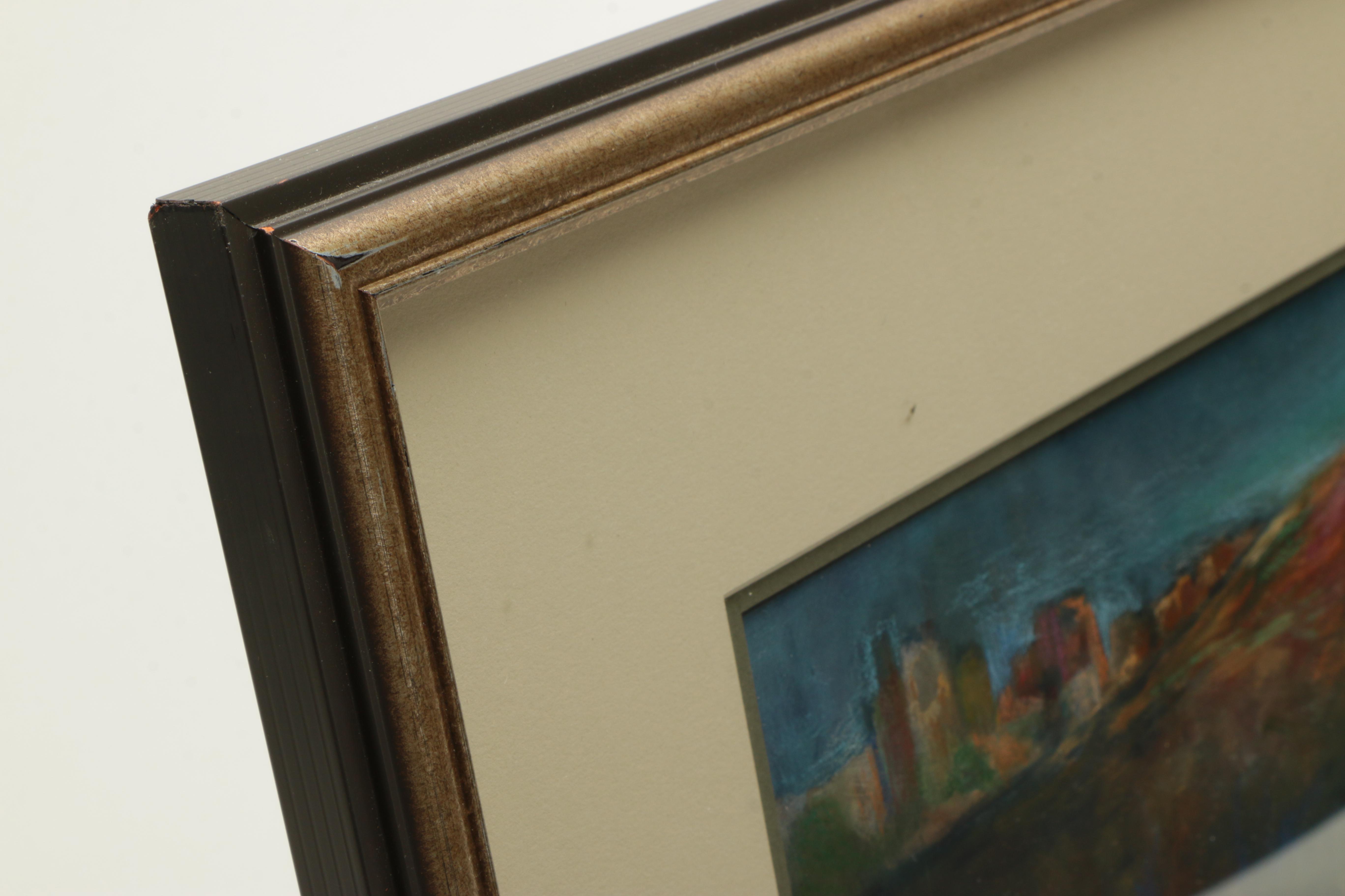 Jane W. Williams Oil on Paper "Night Bridge on The Rhone River"