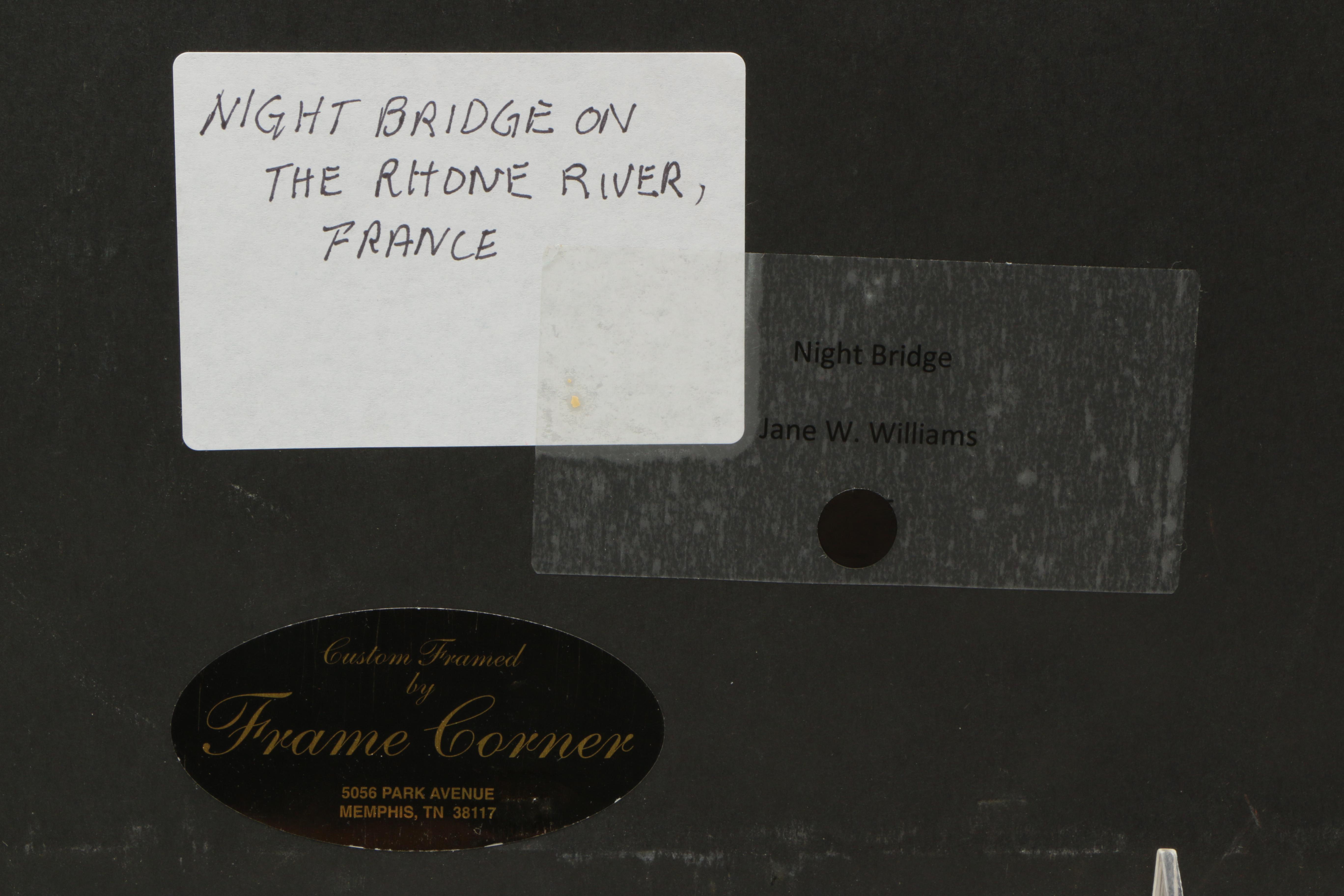 Jane W. Williams Oil on Paper "Night Bridge on The Rhone River"