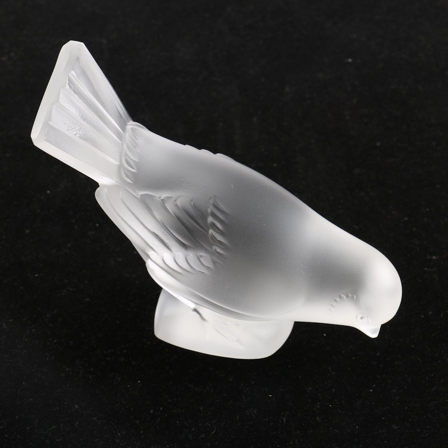 Frosted Glass Bird Paperweight