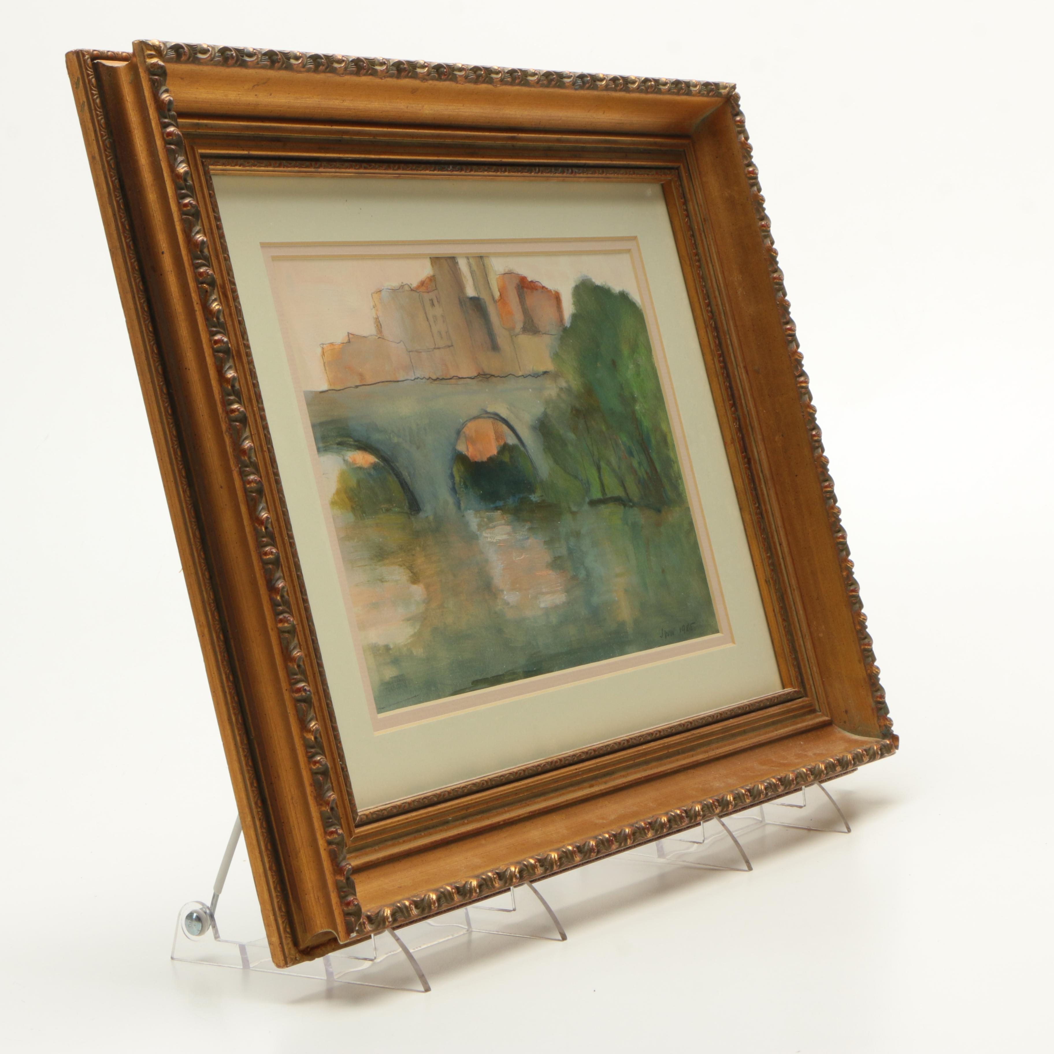 Framed Jane W. Williams Pastel on Paper