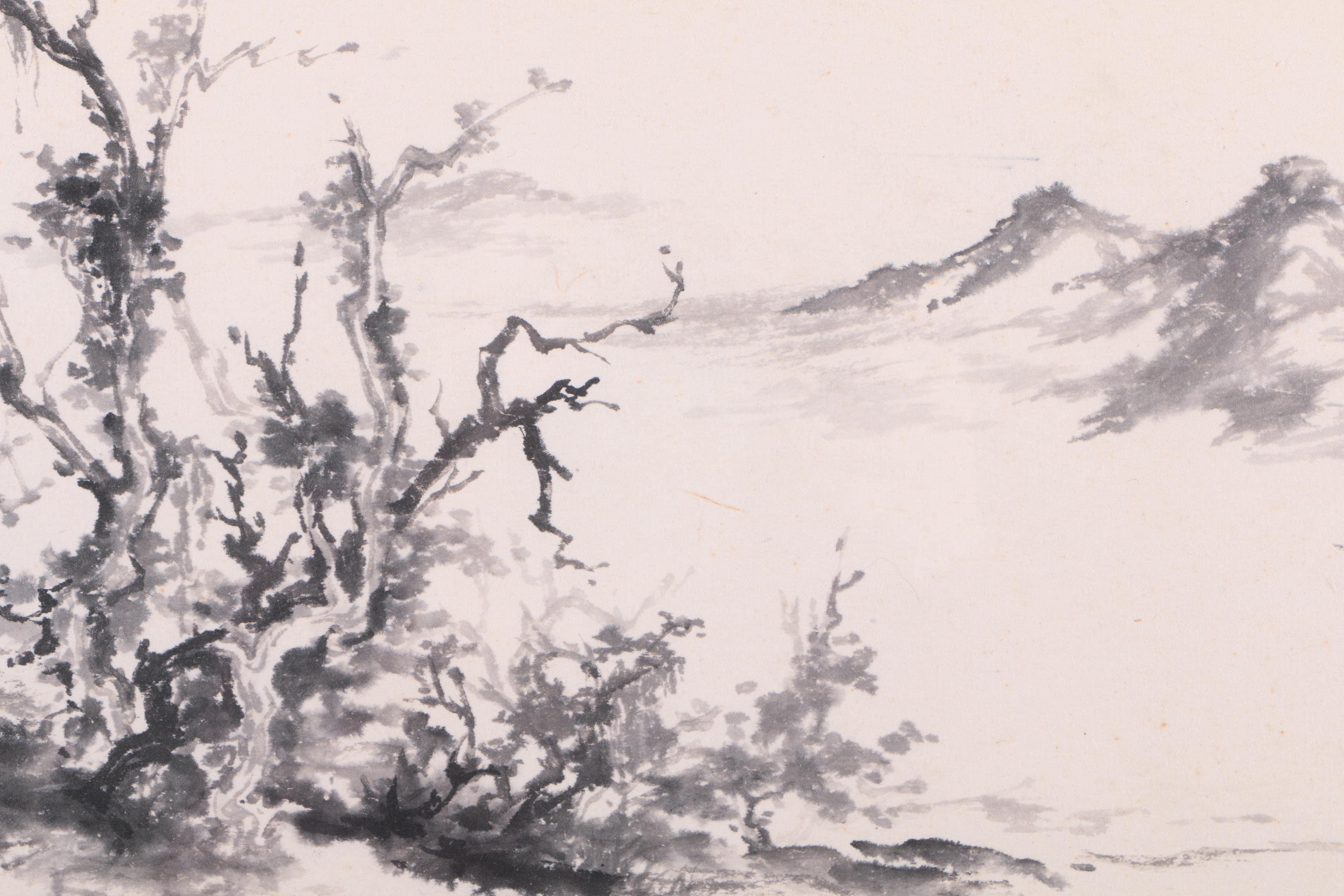 Chinese Ink Wash Landscape Painting on Paper