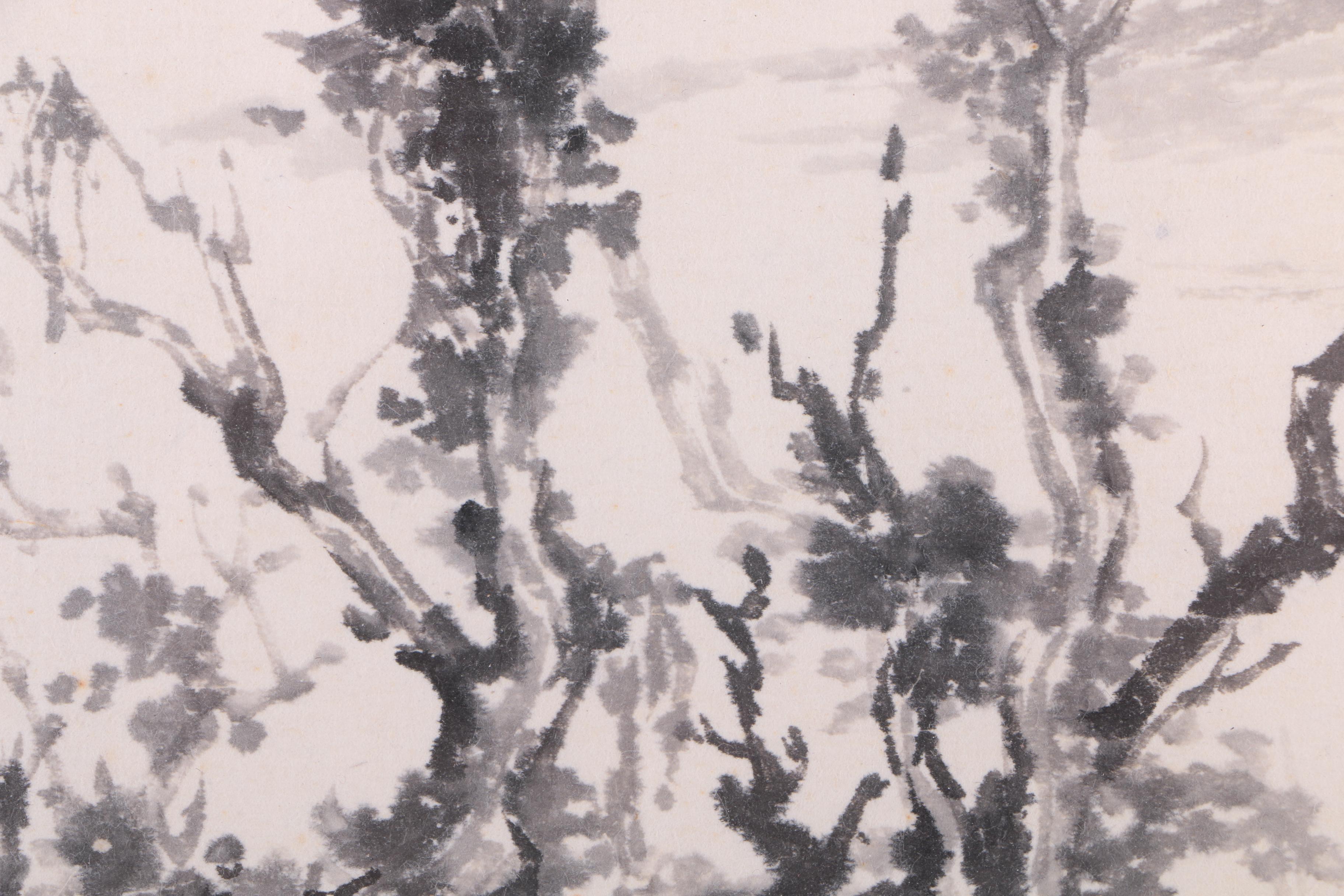 Chinese Ink Wash Landscape Painting on Paper