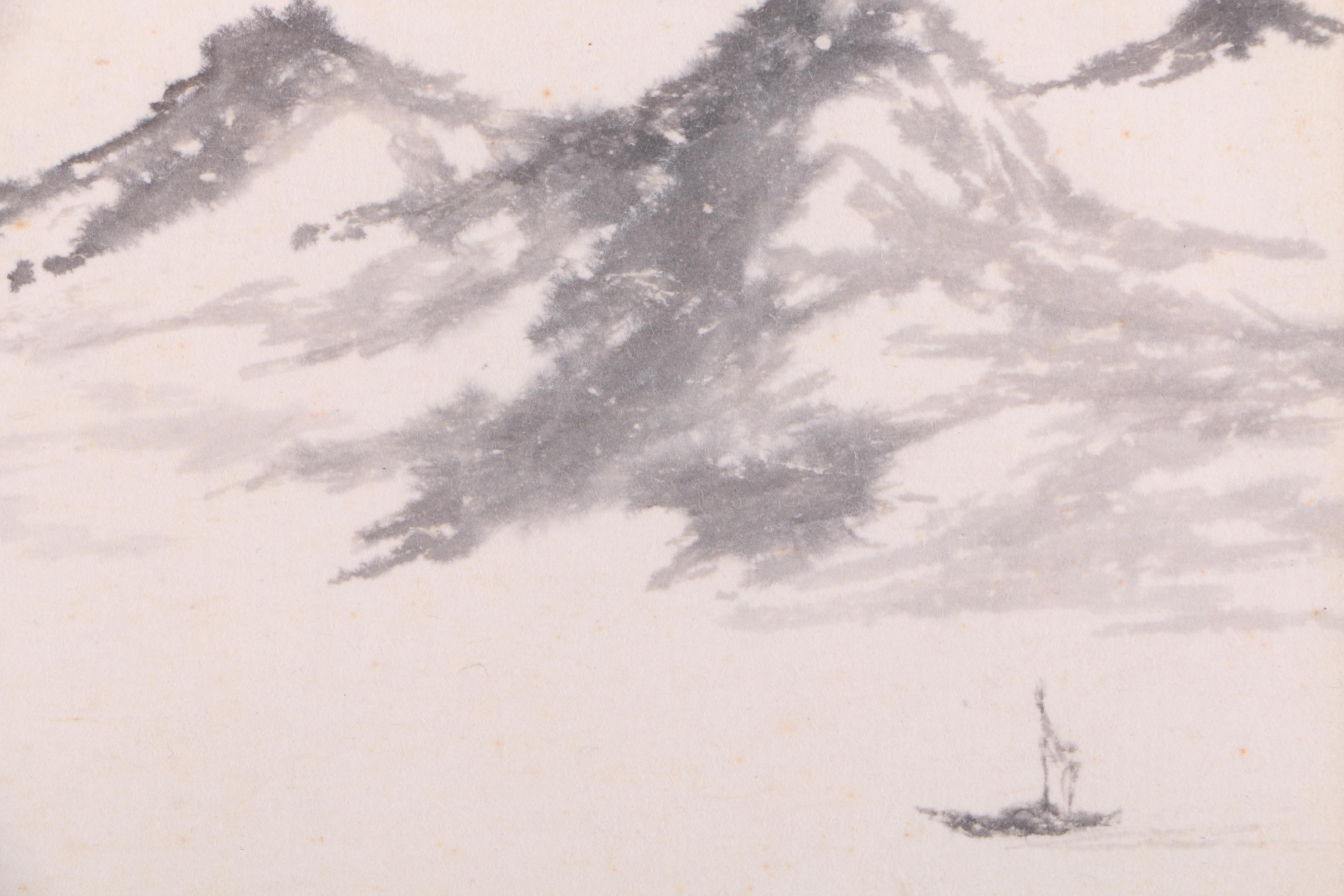 Chinese Ink Wash Landscape Painting on Paper