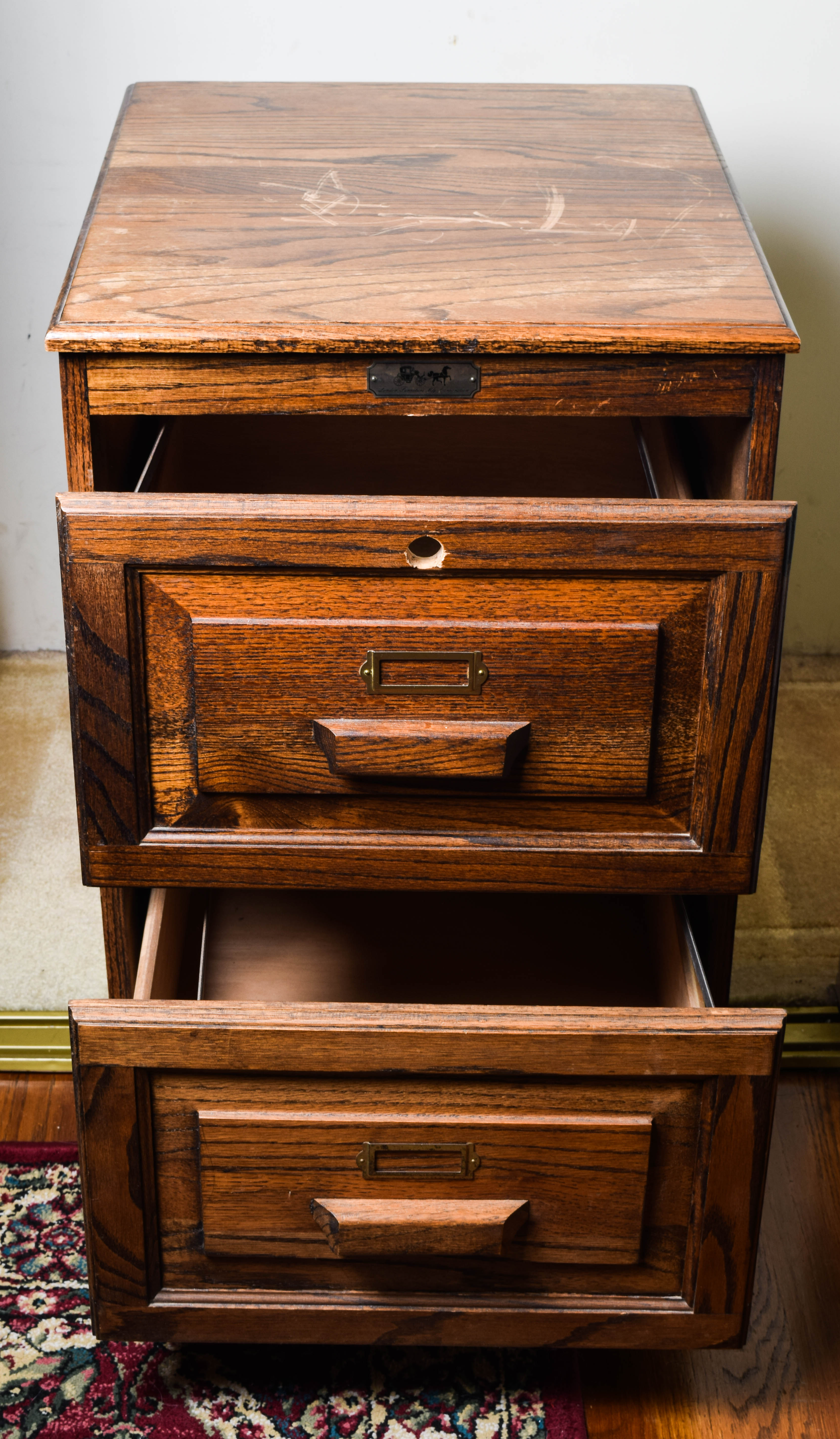 Vintage Oak Filing Cabinet by London Furniture Mfg. Corporation