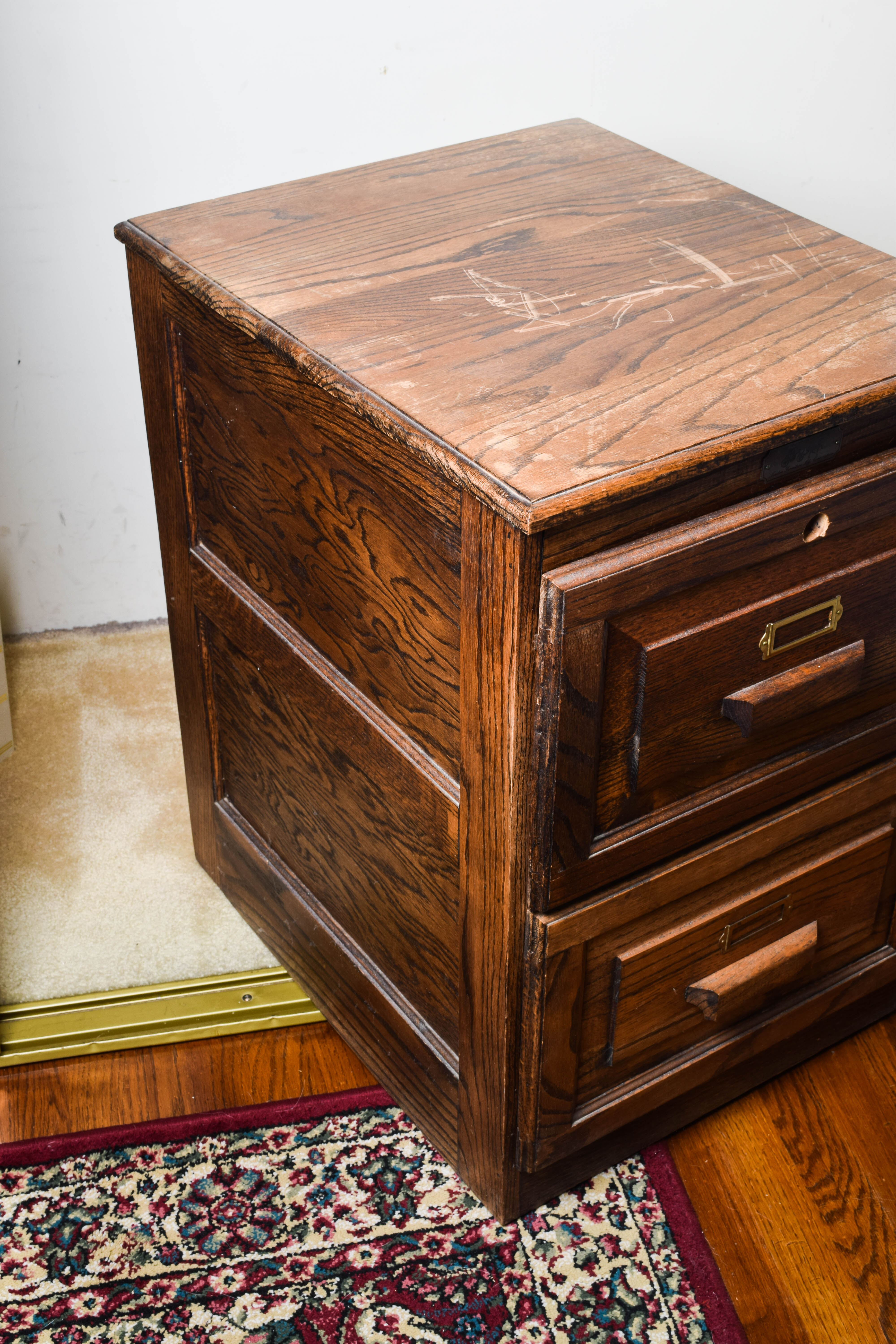 Vintage Oak Filing Cabinet by London Furniture Mfg. Corporation