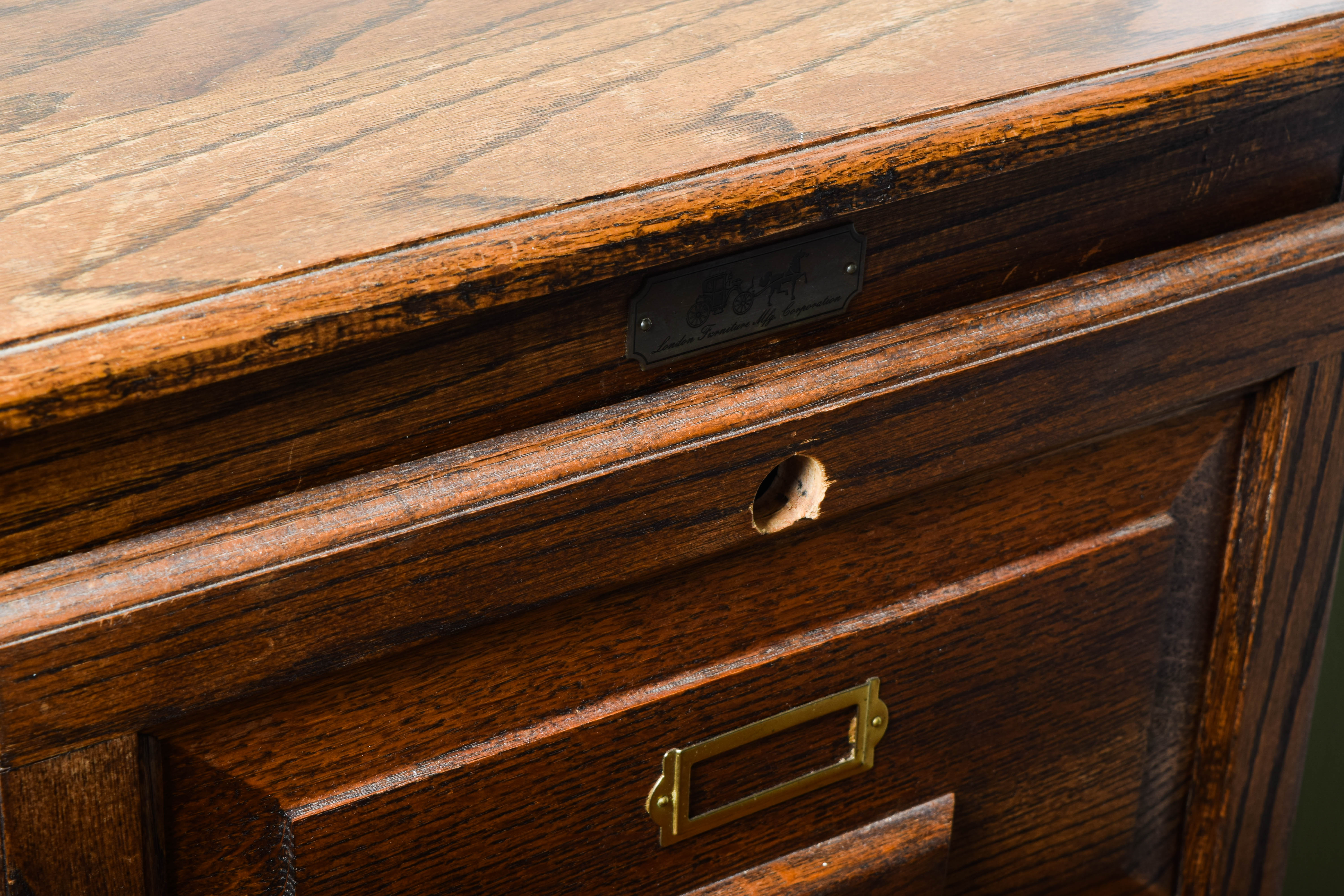 Vintage Oak Filing Cabinet by London Furniture Mfg. Corporation