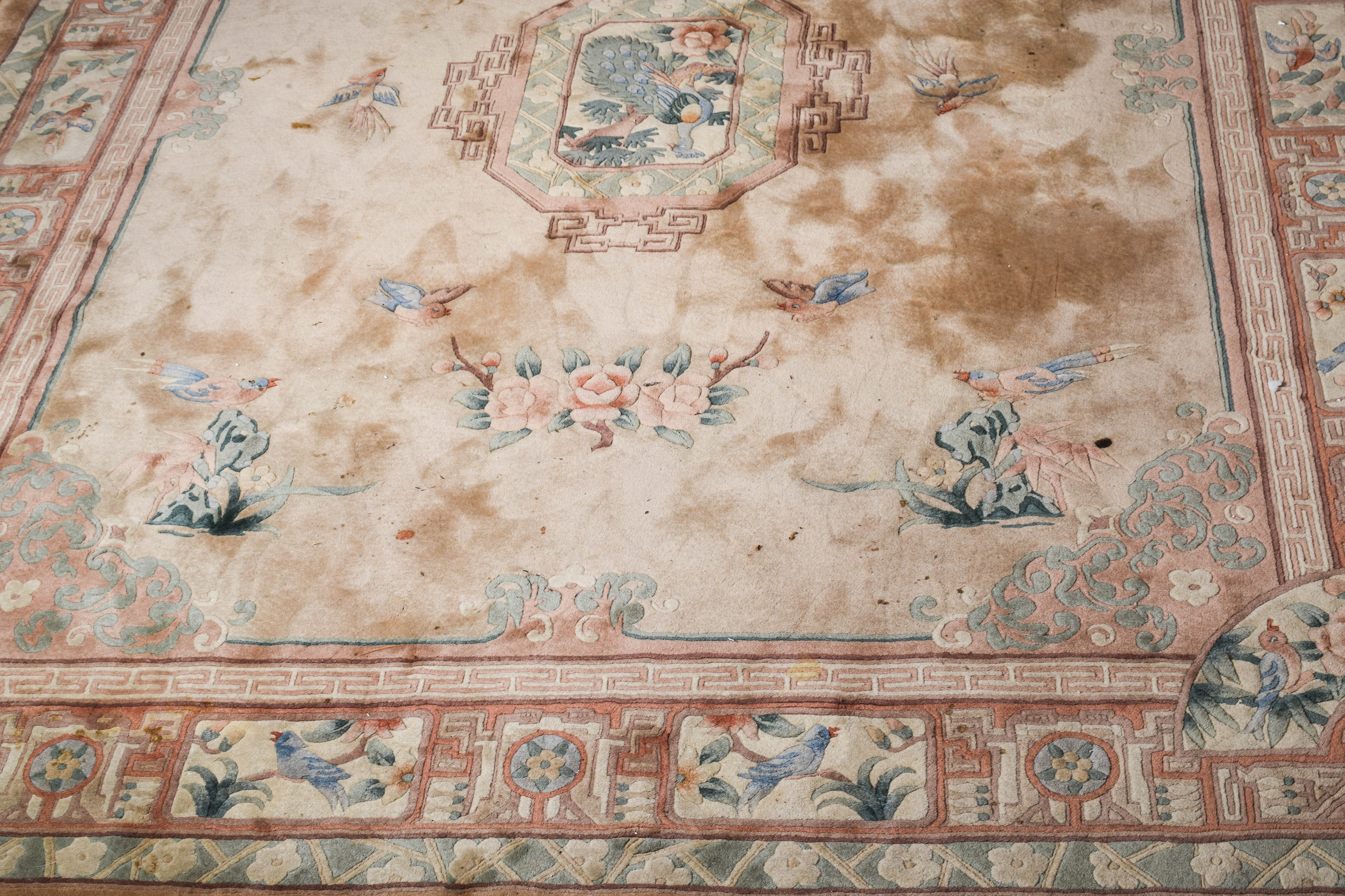 Vintage Carved Chinese Area Rug